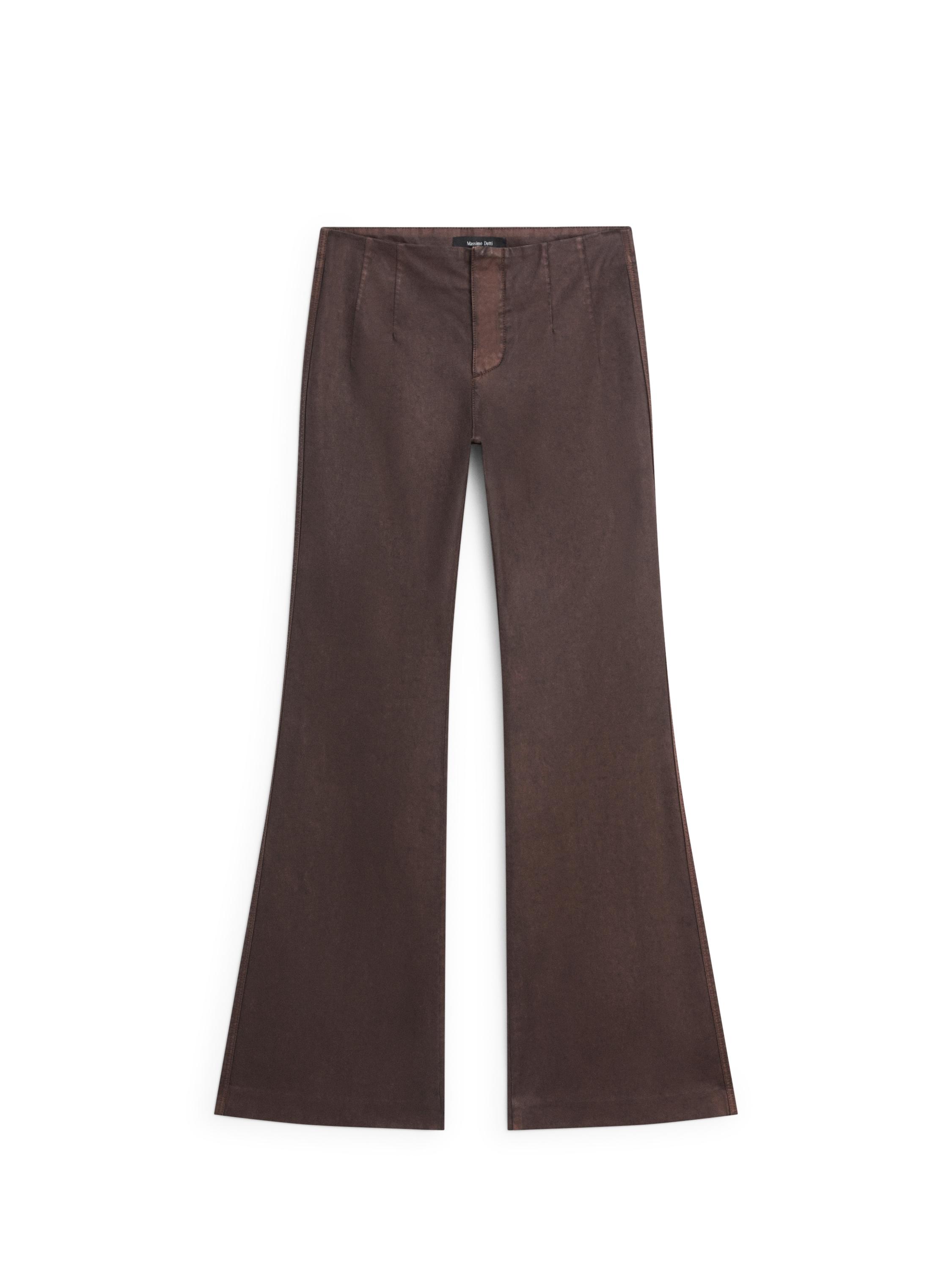 Waxed flare fit trousers — PURPLE