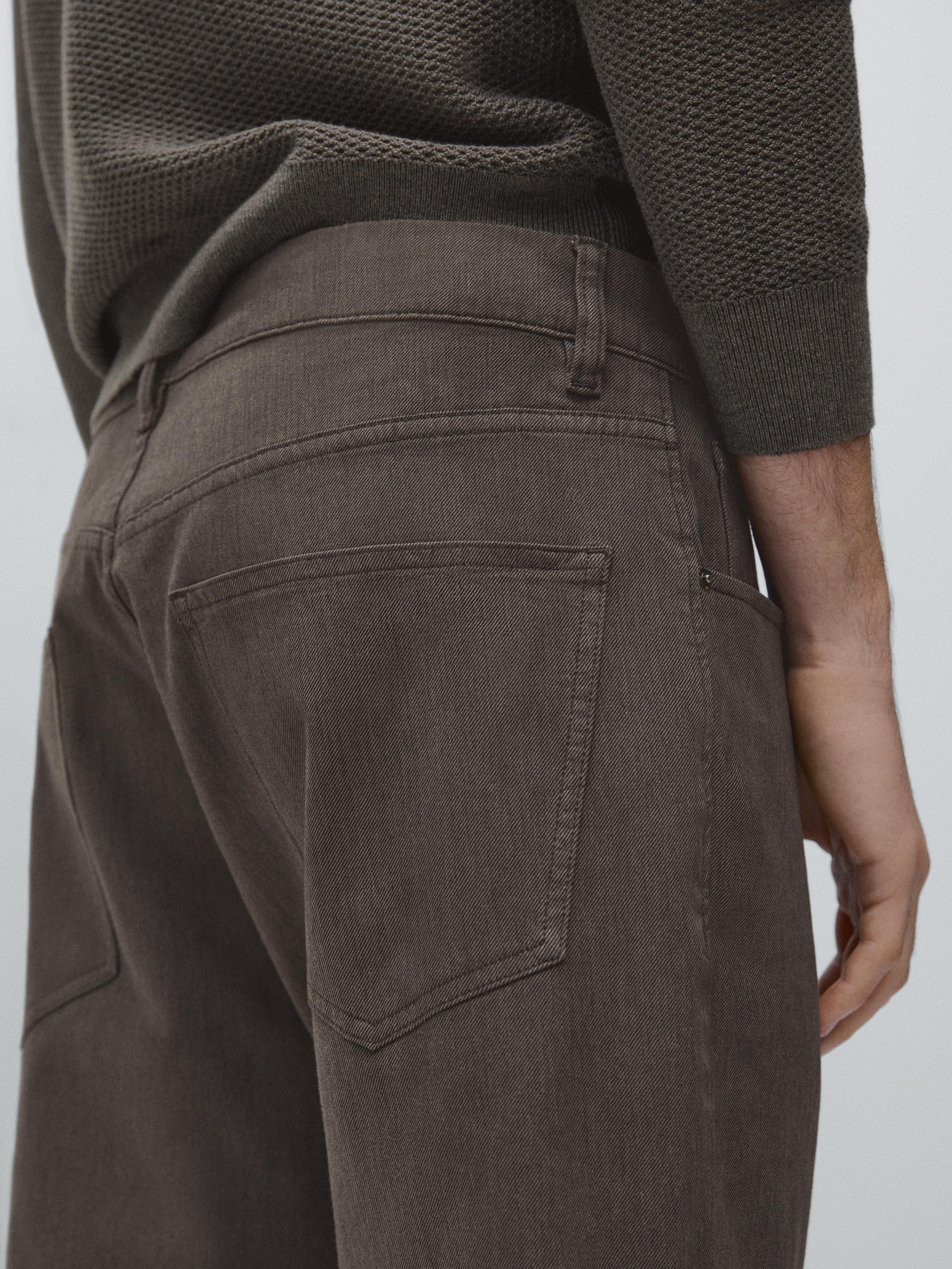 Tapered fit jeans — Greyish green
