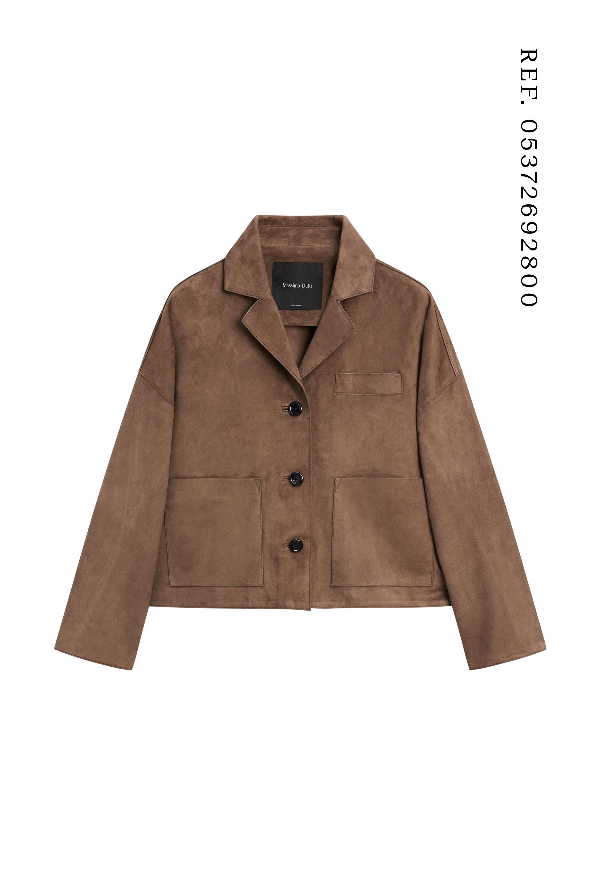 Flowing suede leather jacket — MOLE BROWN