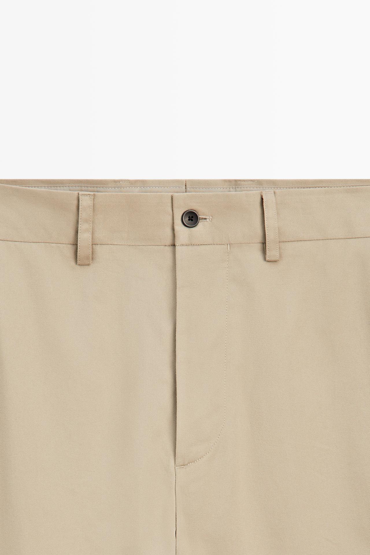100% cotton wide-leg pants — KHAKI