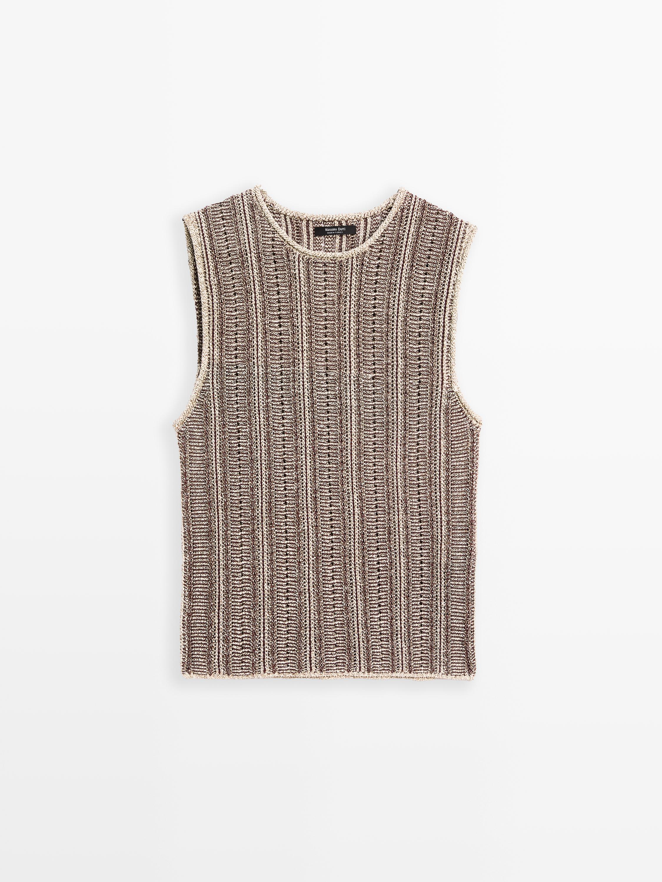Top en maille ajourée de coton mélangé