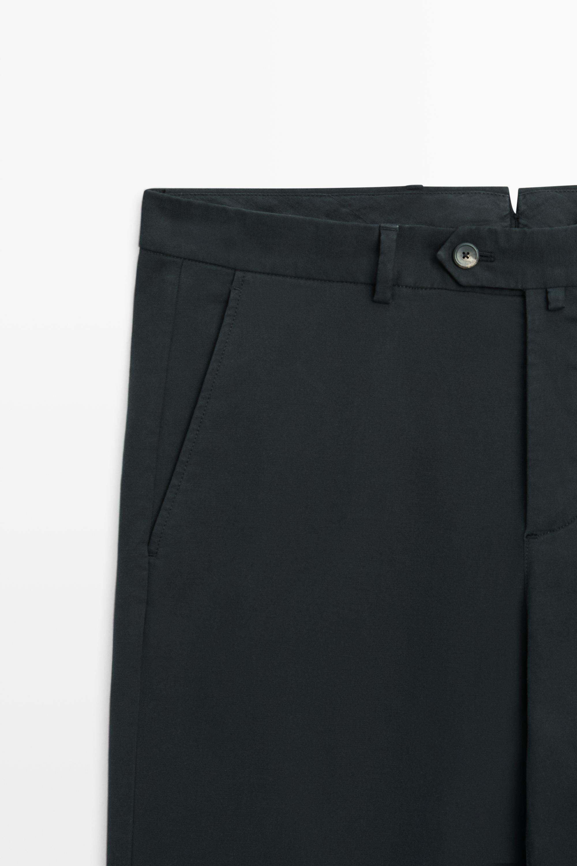 100% cotton slim fit pants — NAVY BLUE