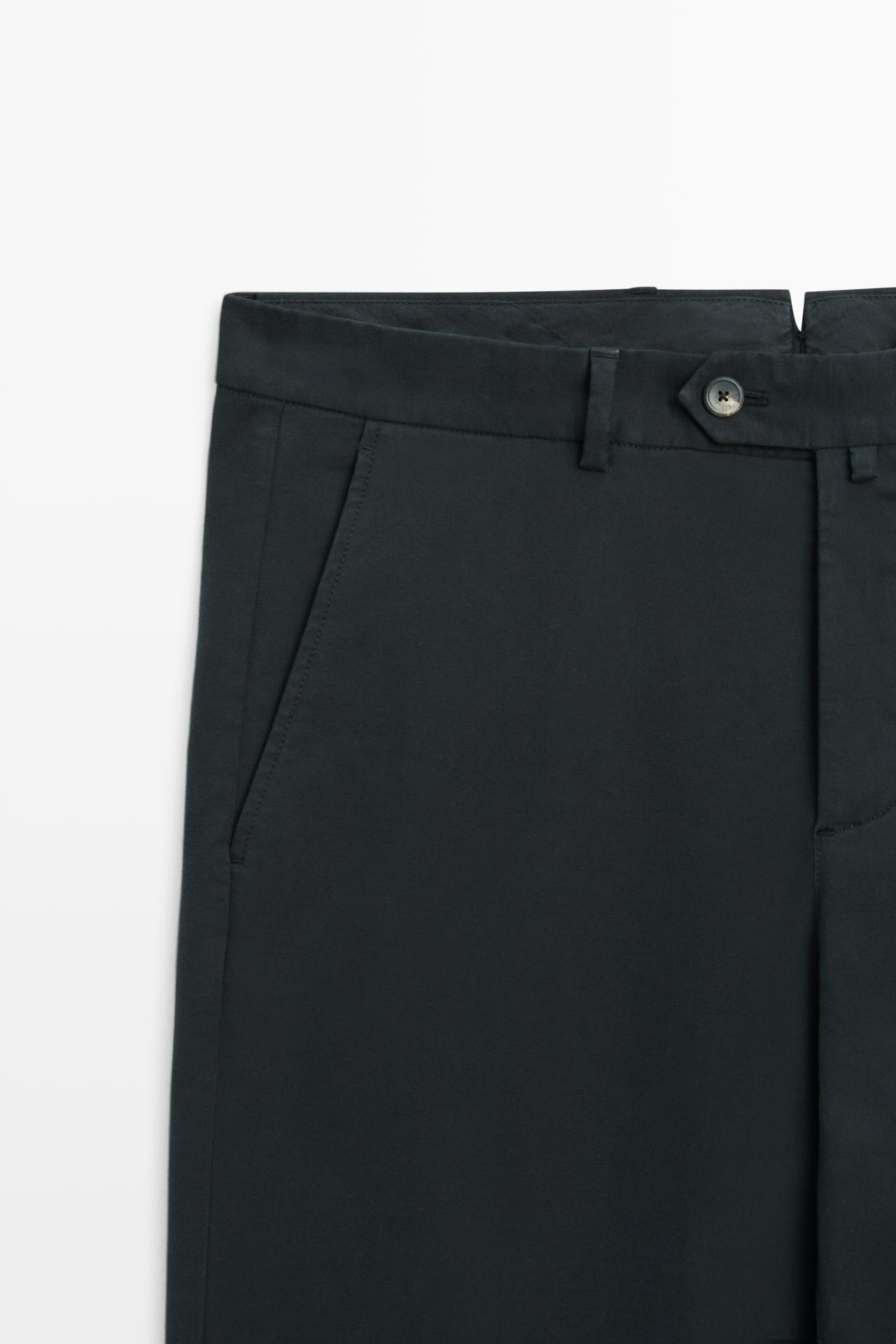 100% cotton slim fit pants — NAVY BLUE