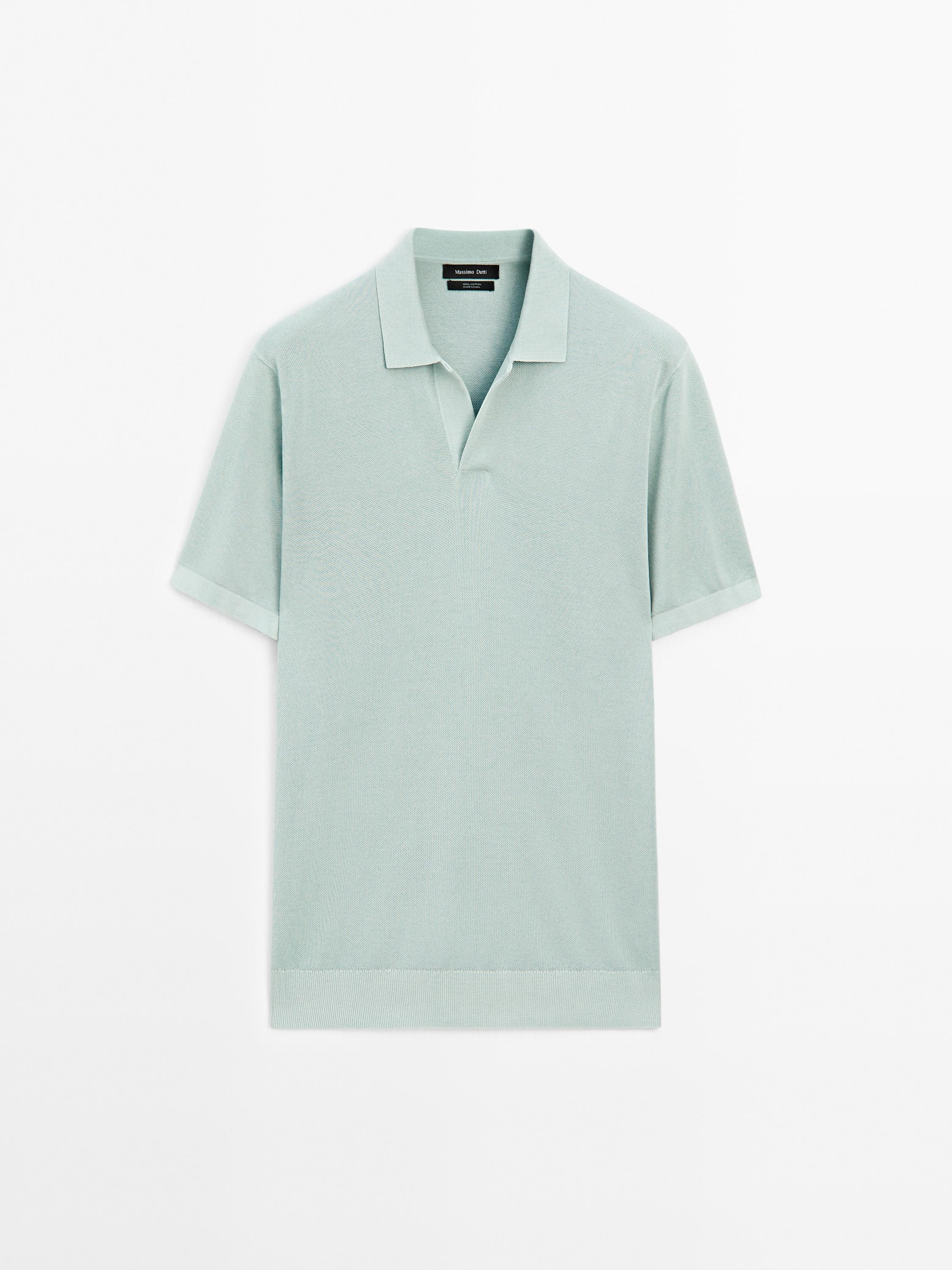 V-neck knitted polo shirt