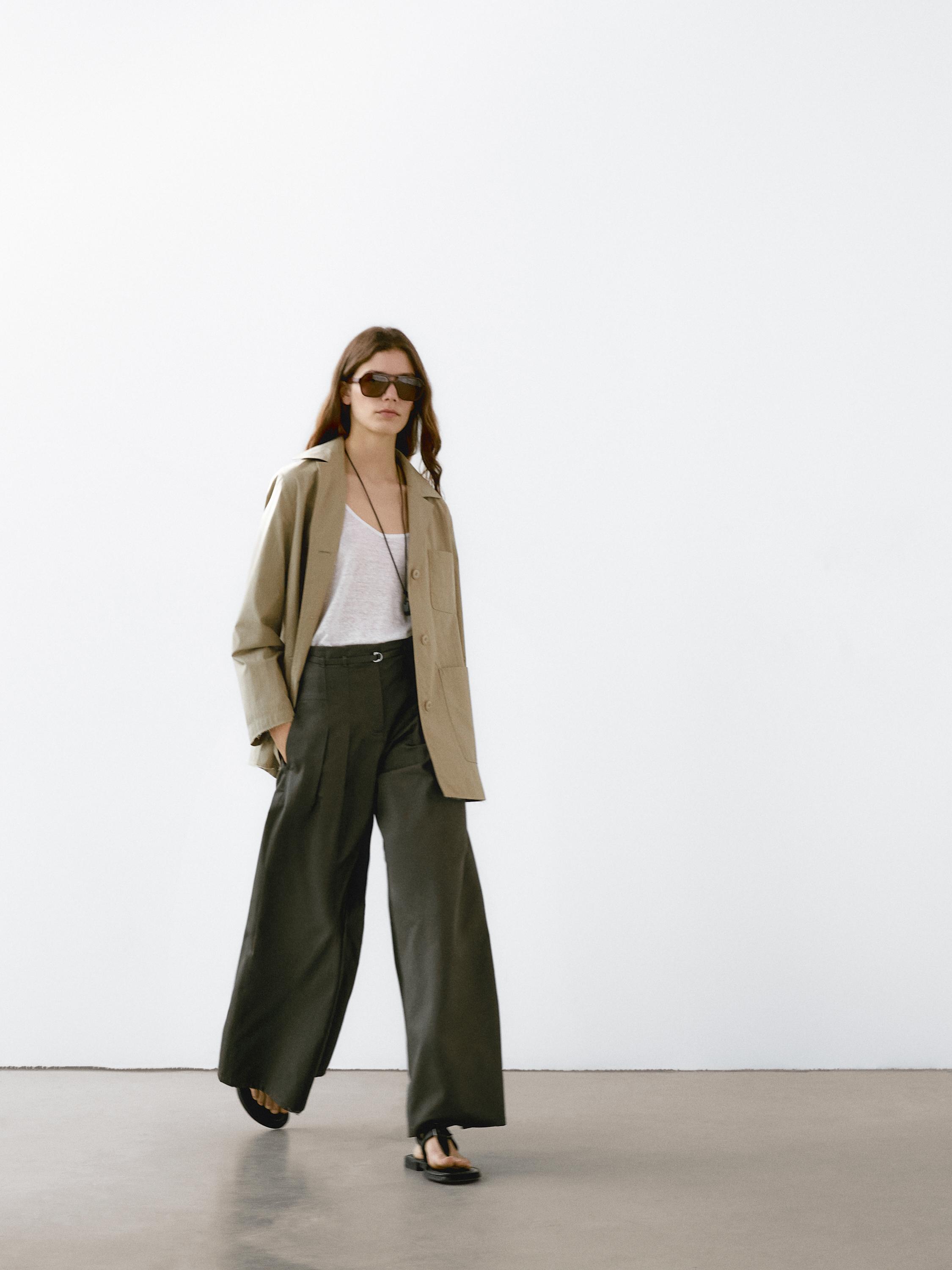 Cotton blend blazer with pockets