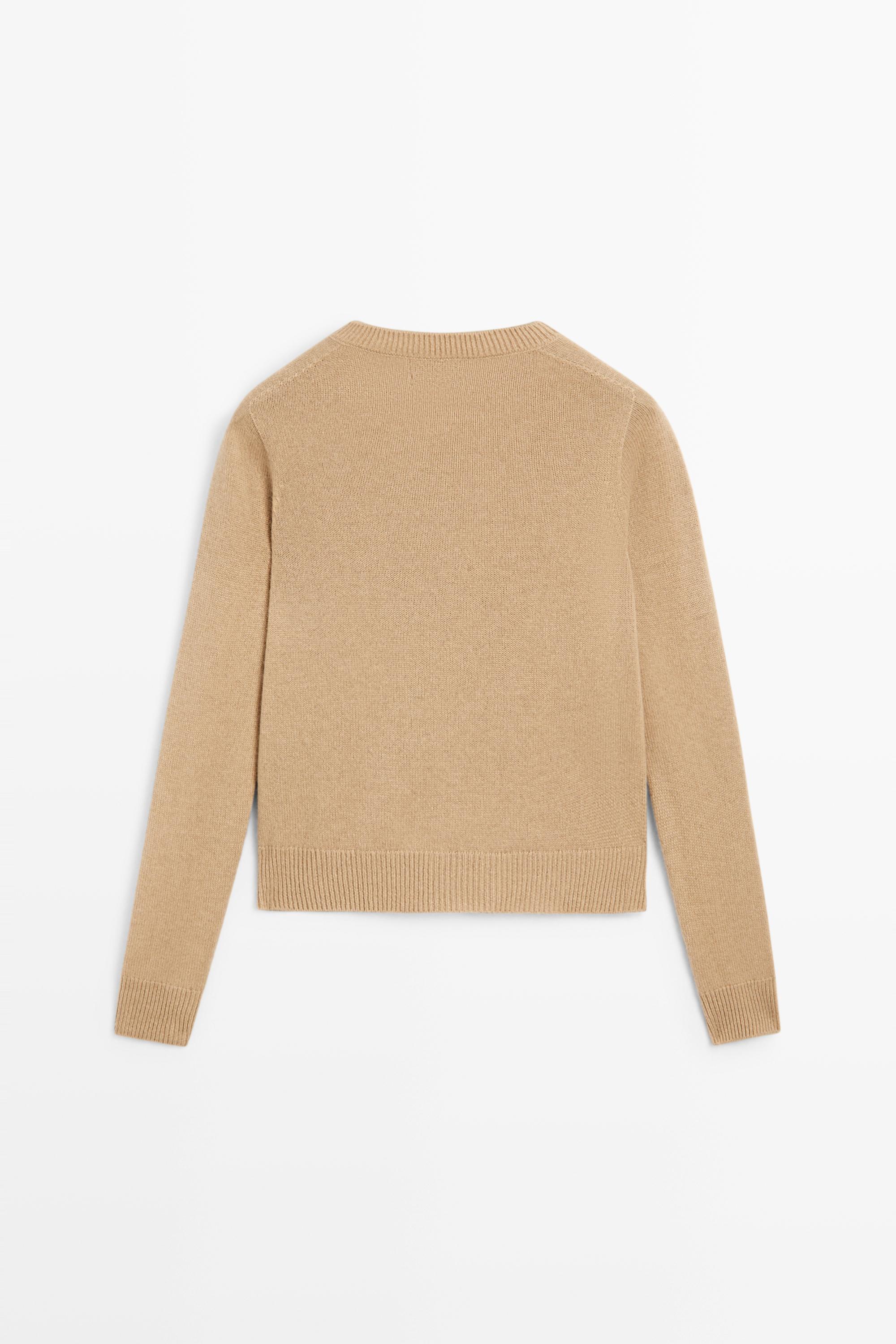 100% cashmere cropped knit cardigan — CAMEL