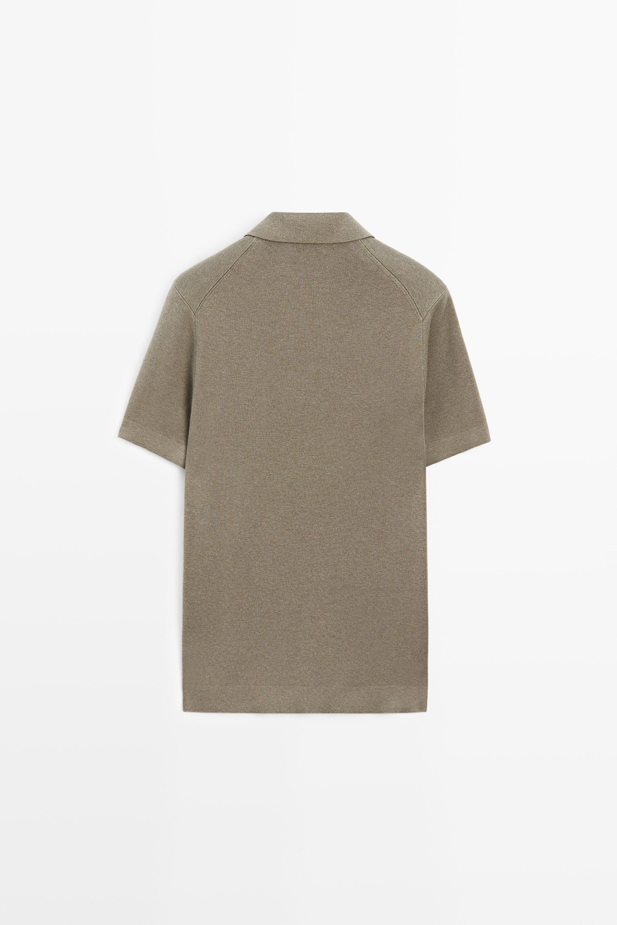 Flowing cotton blend knit polo shirt — GREEN