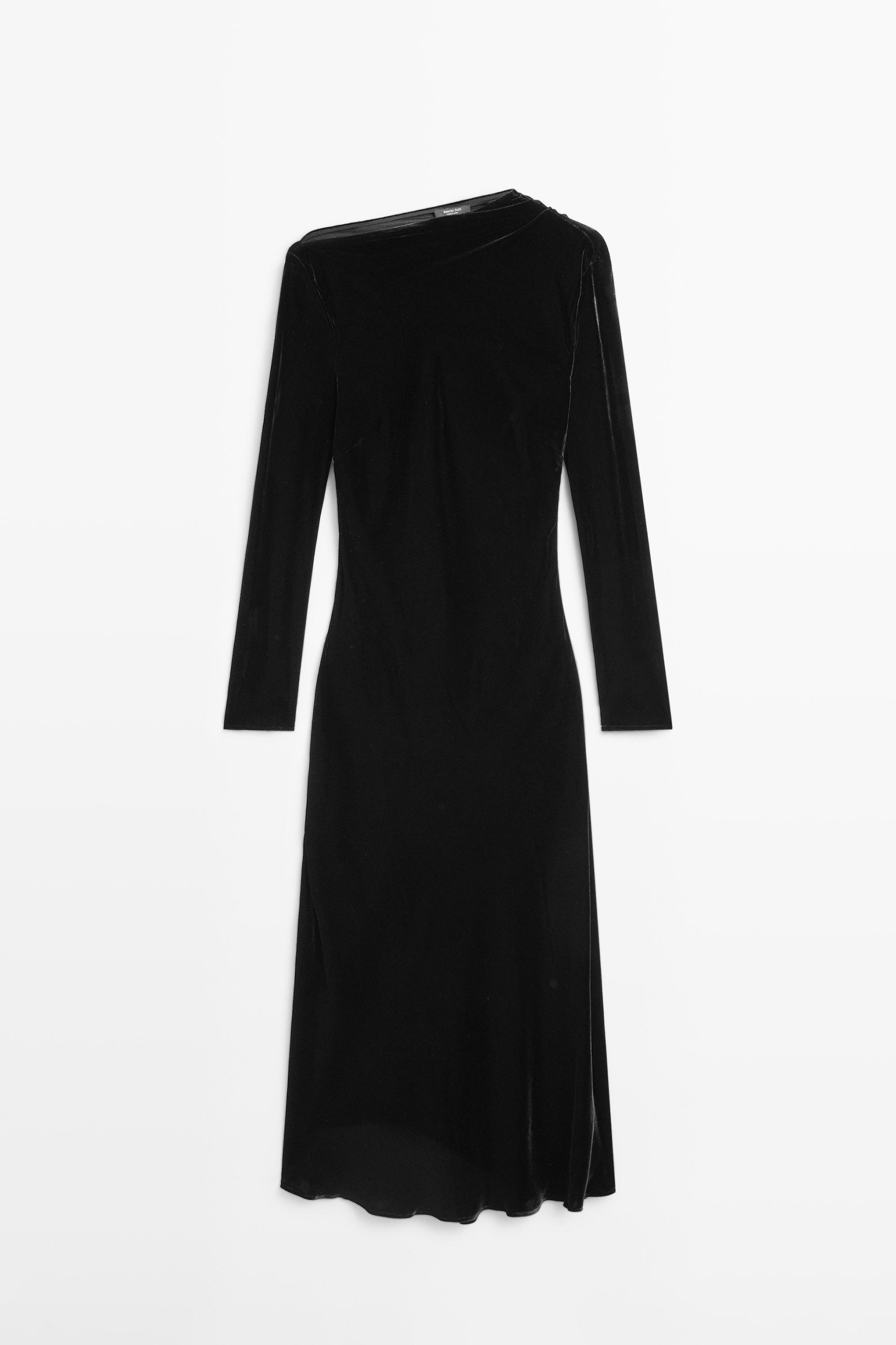 Long velvet boat neck dress