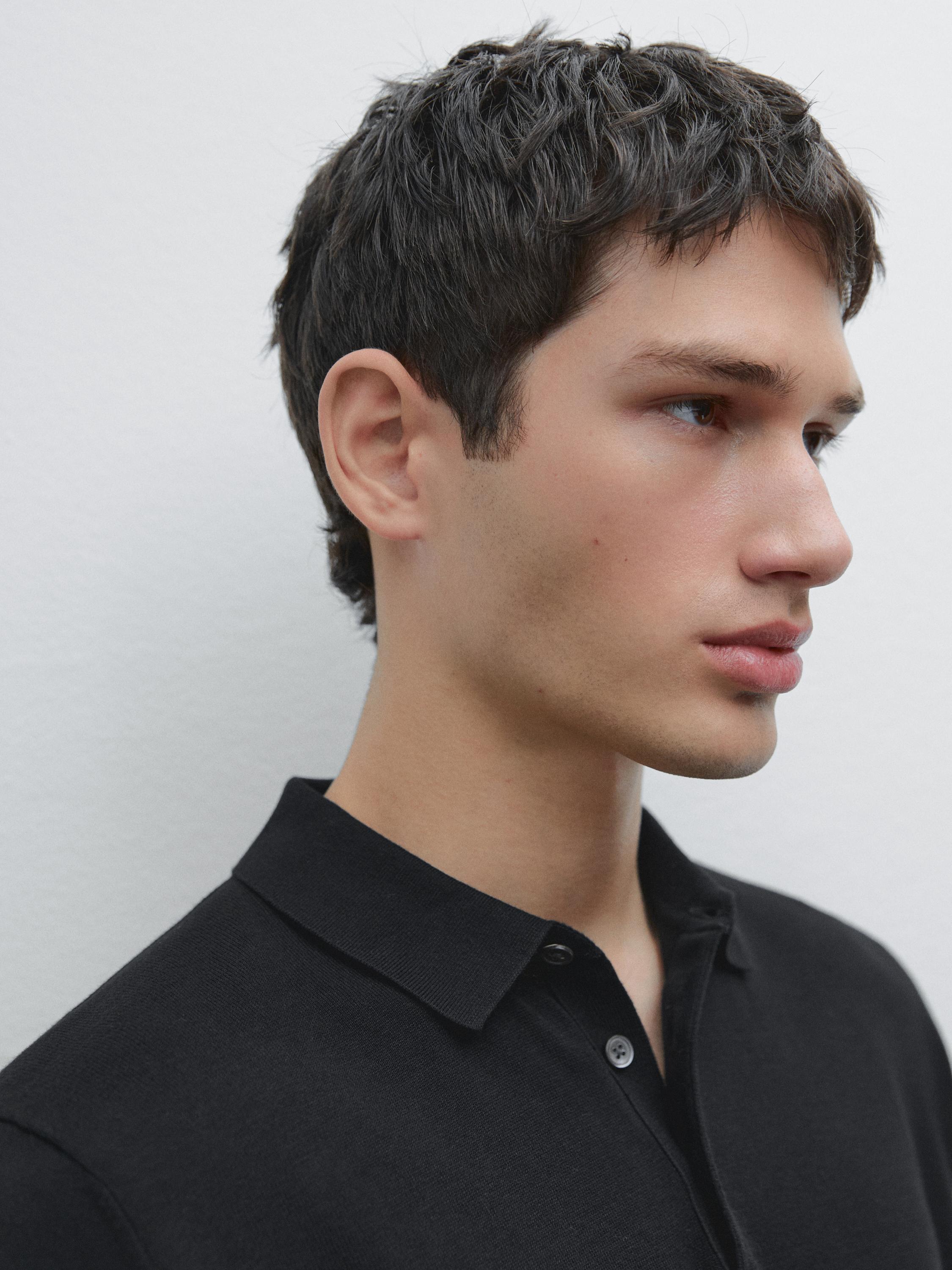 Short sleeve cotton polo sweater