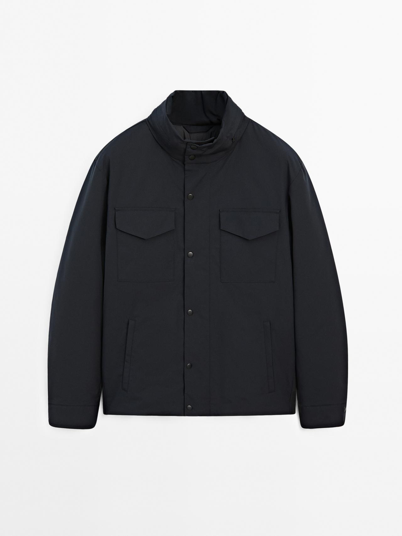 Massimo Dutti - Heren - Waterafstotend Gewatteerd Jack - Marineblauw - L