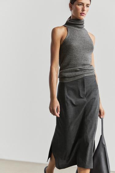 Halter neck knit top — GREY 8