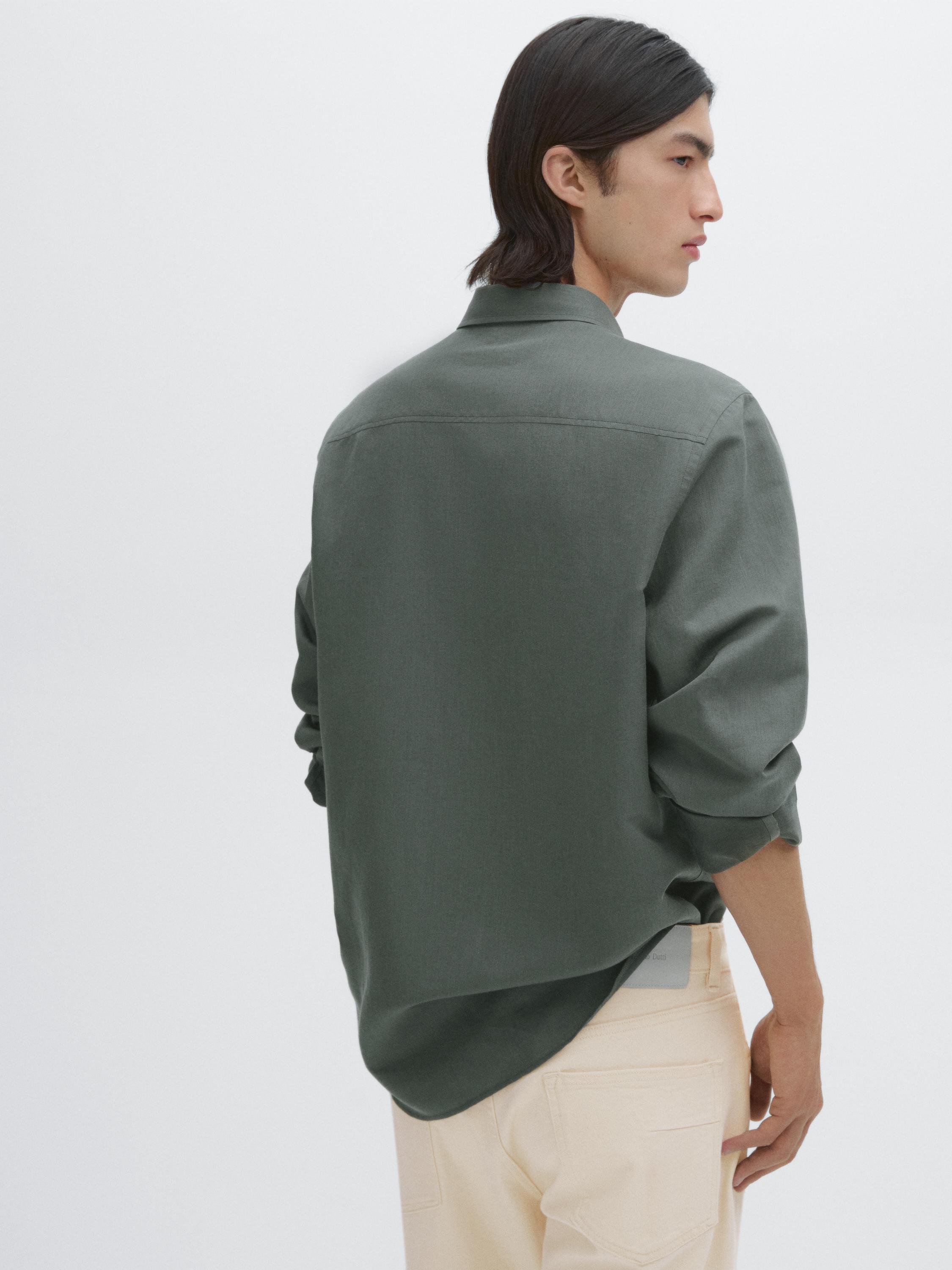 Regular fit cotton blend shirt