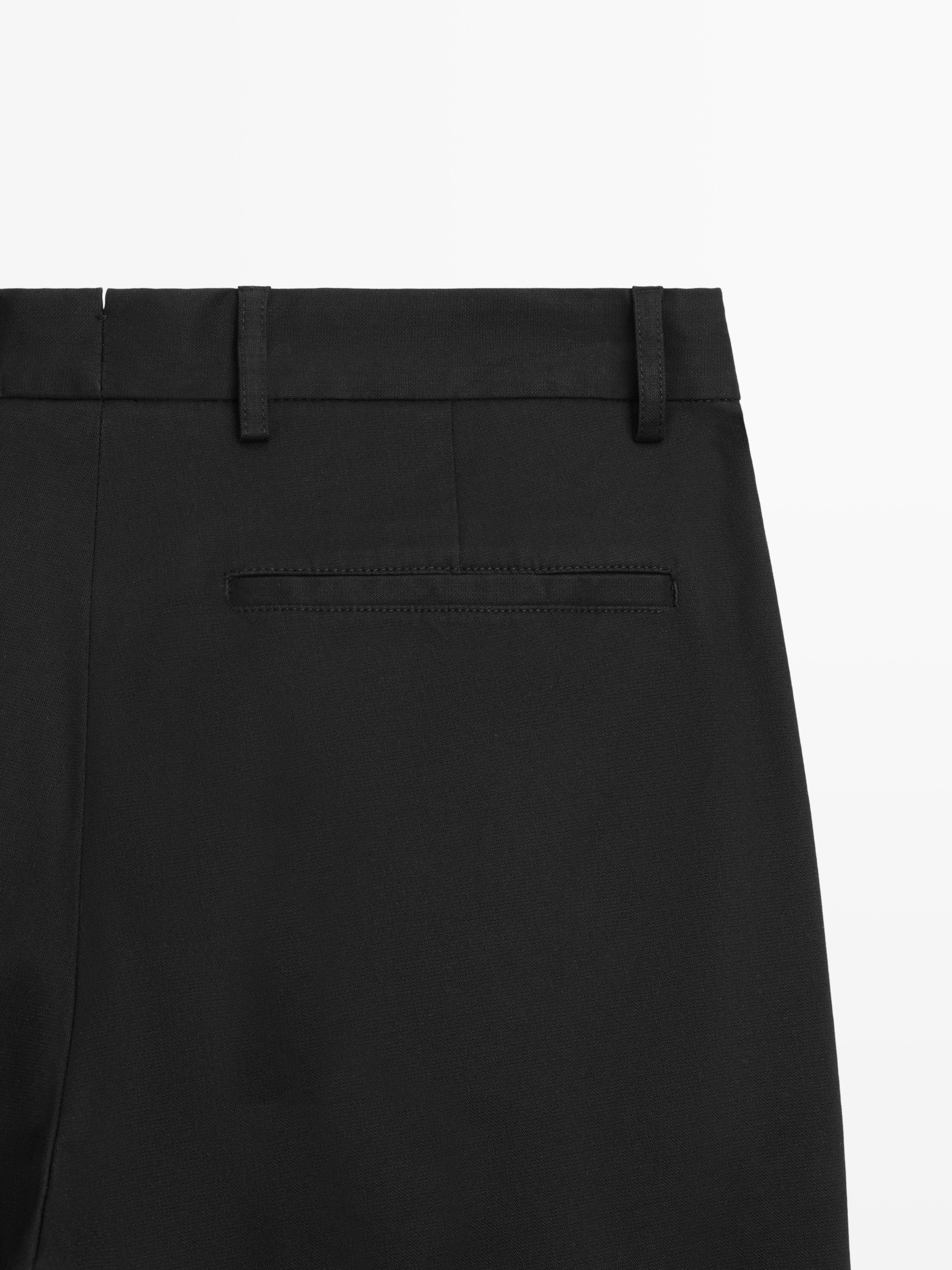 Cotton blend tapered fit trousers — NAVY BLUE