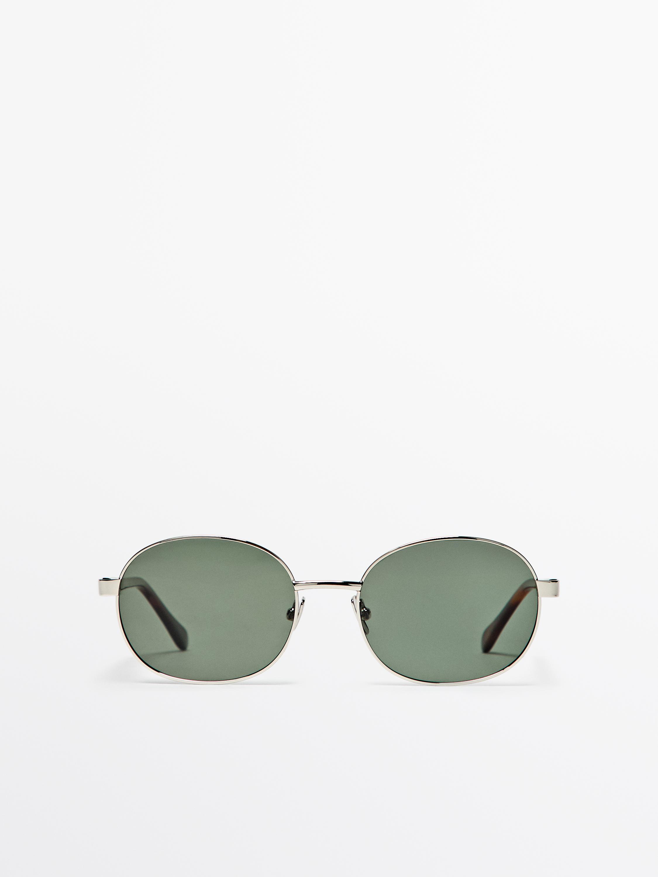 Round metal sunglasses - tortoiseshell effect — SILVER