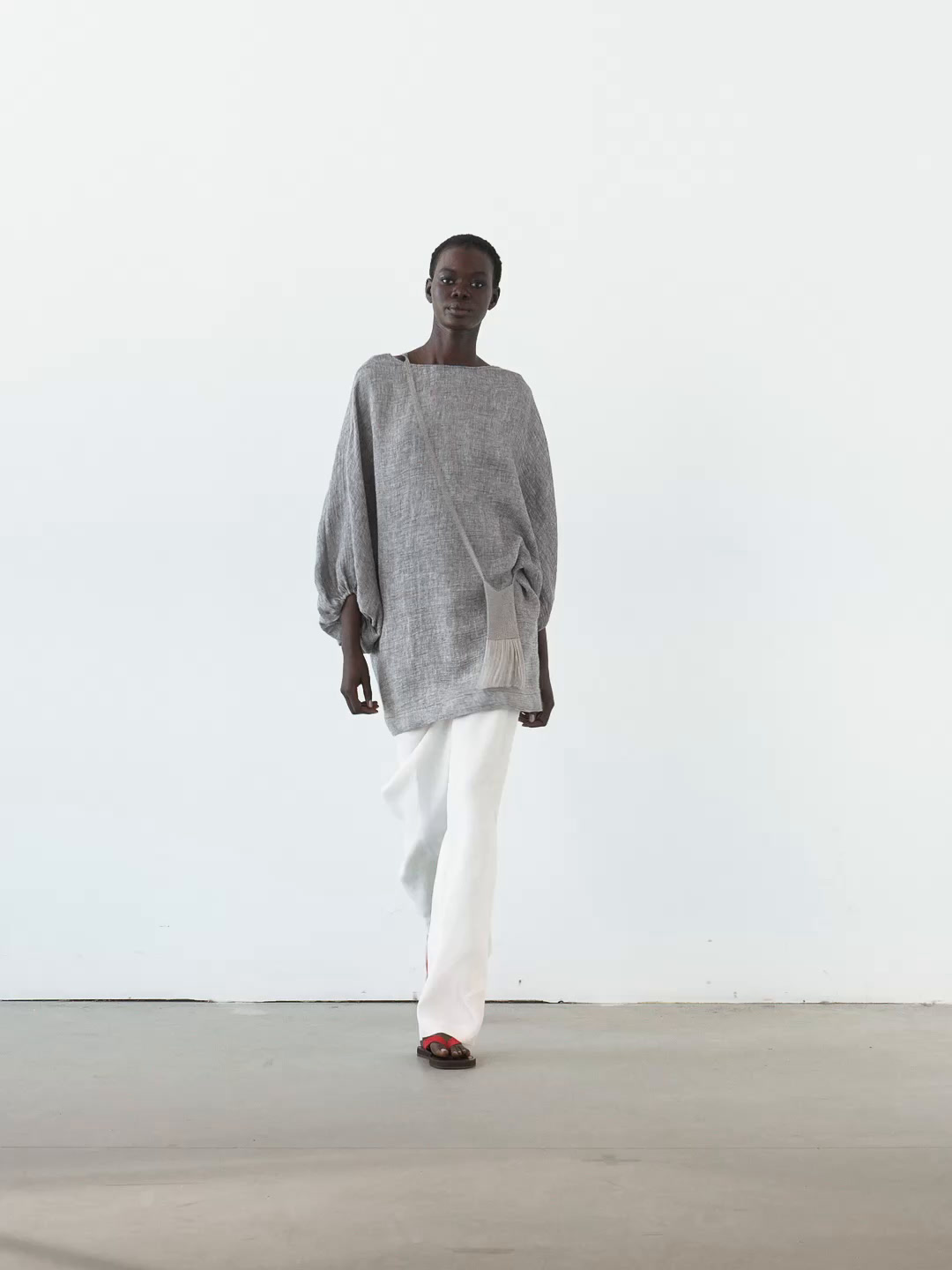 100% linen short dress with sleeve detail