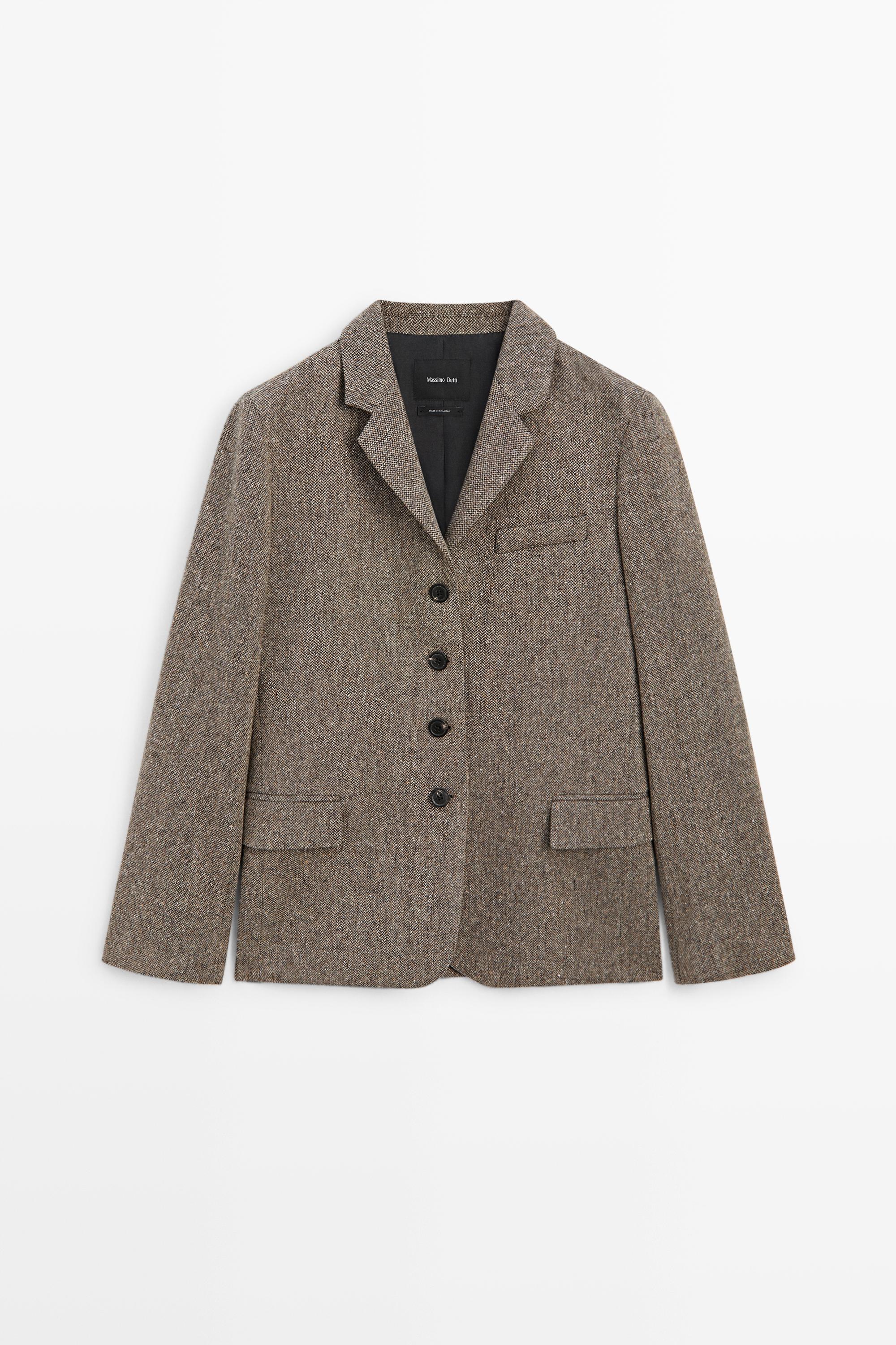 Cropped wool blend blazer