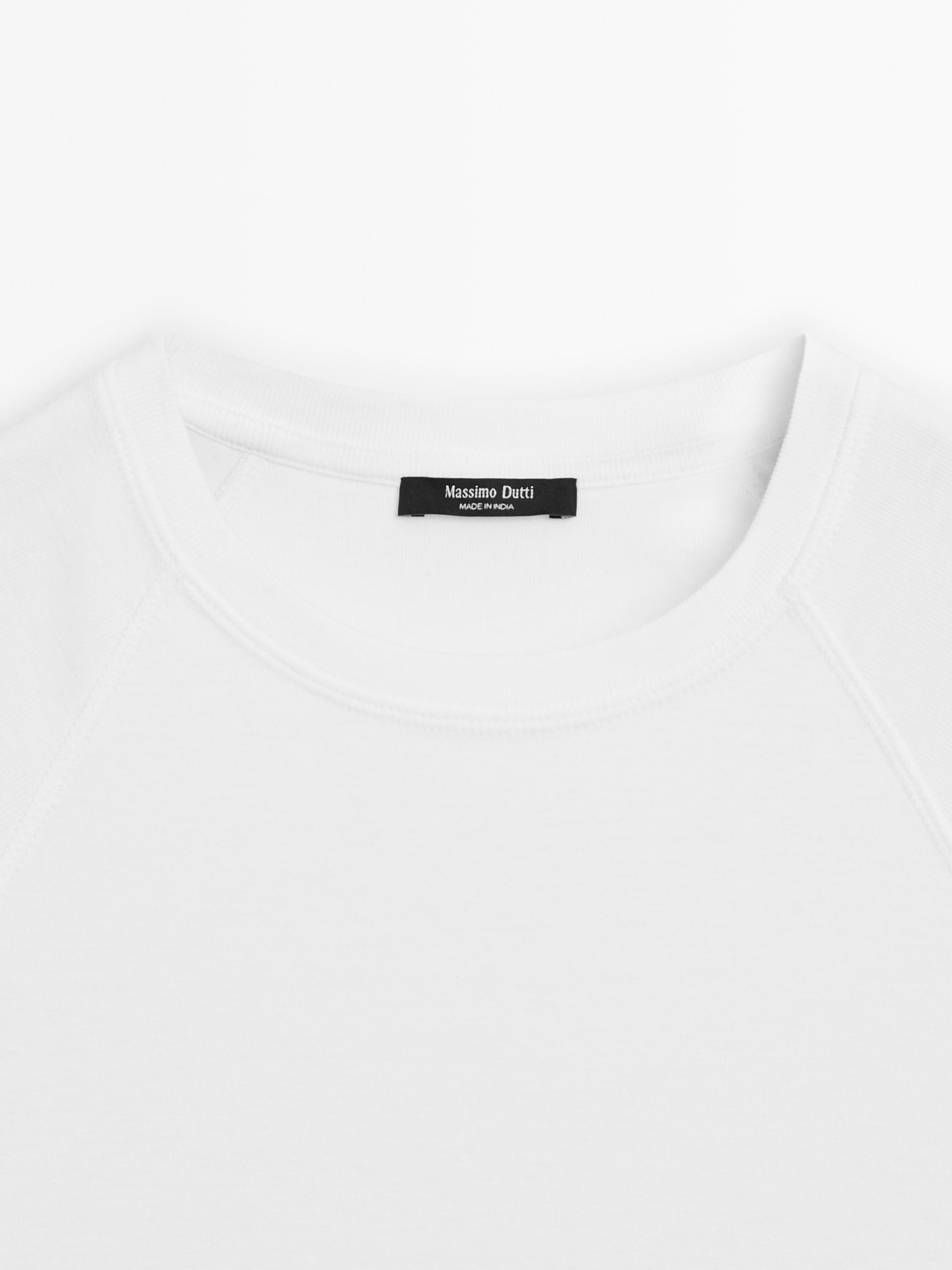 【Massimo Dutti】Cotton T-shirt with short raglan sleeves Massimo Dutti Short Sleeve Cotton T-shirt With Short Raglan