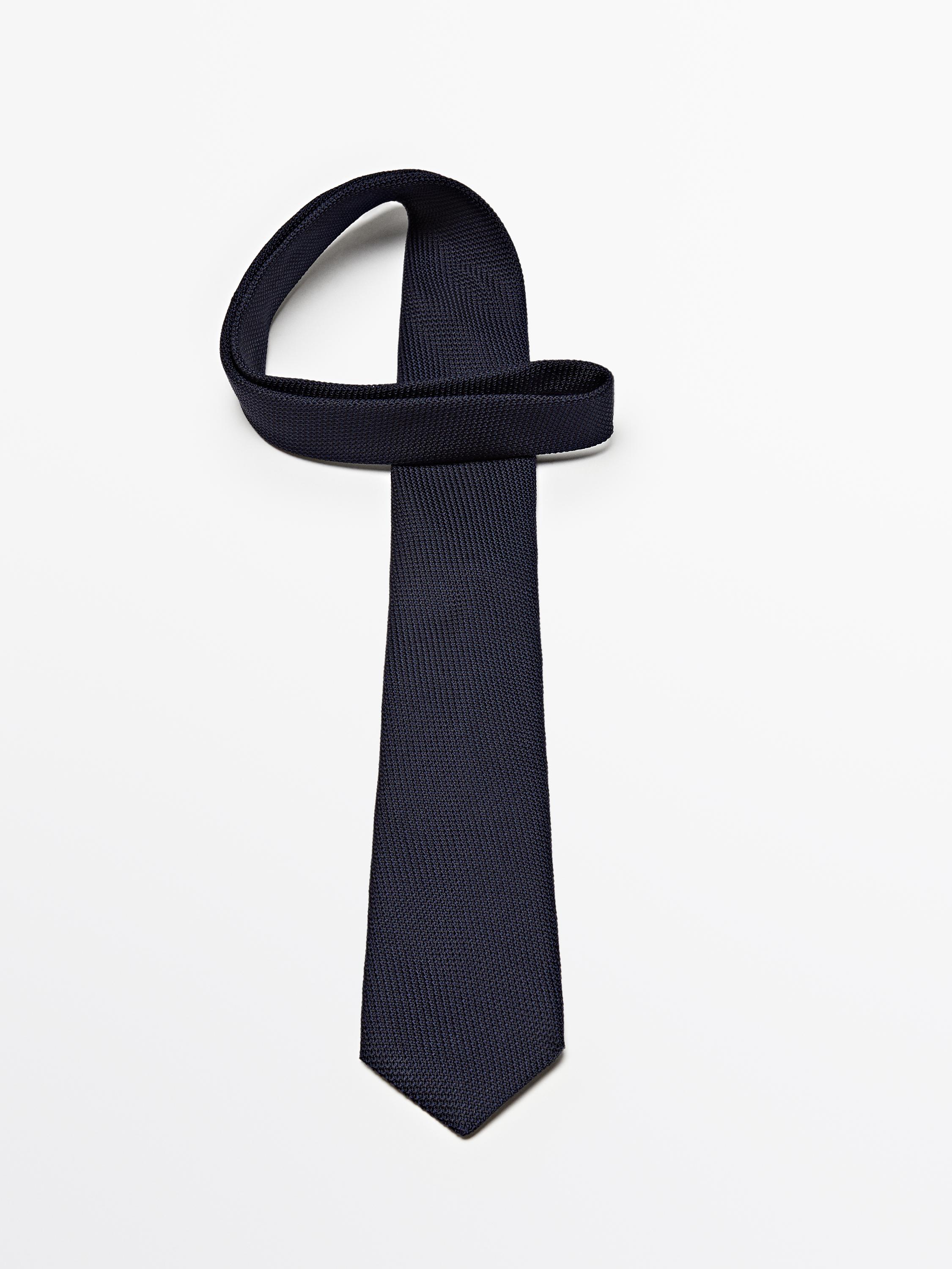 100% garza silk micro textured tie — NAVY BLUE
