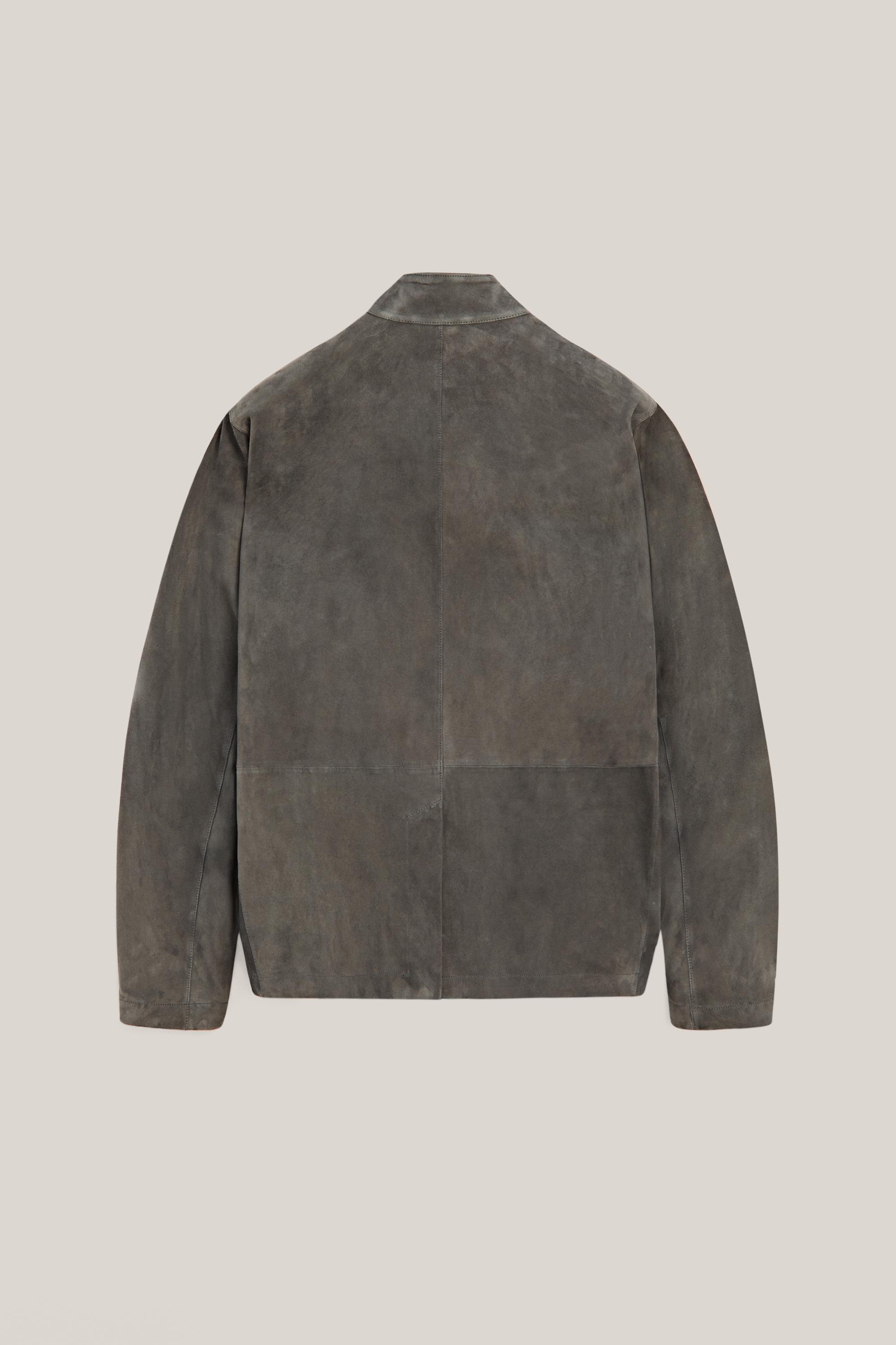 Suede leather overshirt with stand collar - LIMITED EDITION — ANTHRACITE GREY