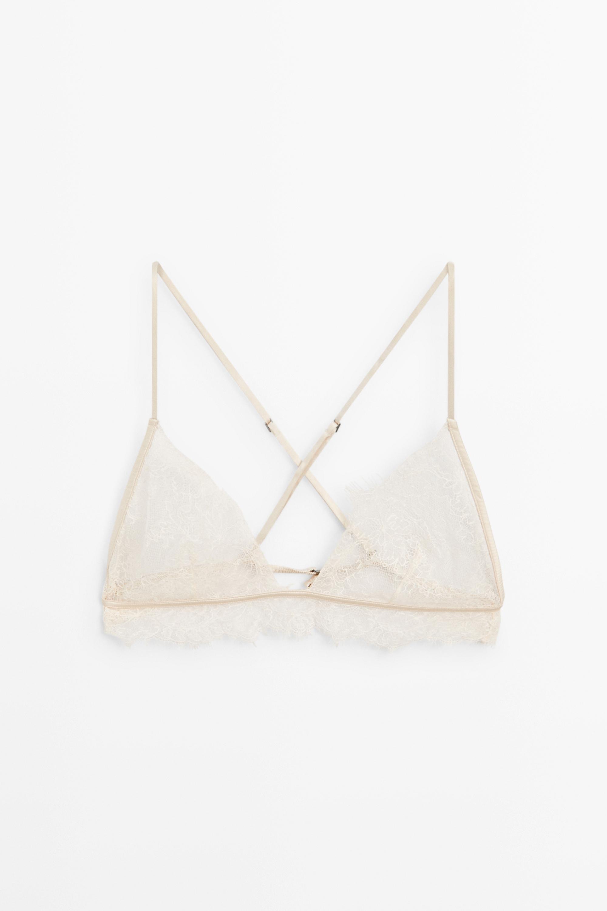 Lace bralette with scalloped hem — CREAM