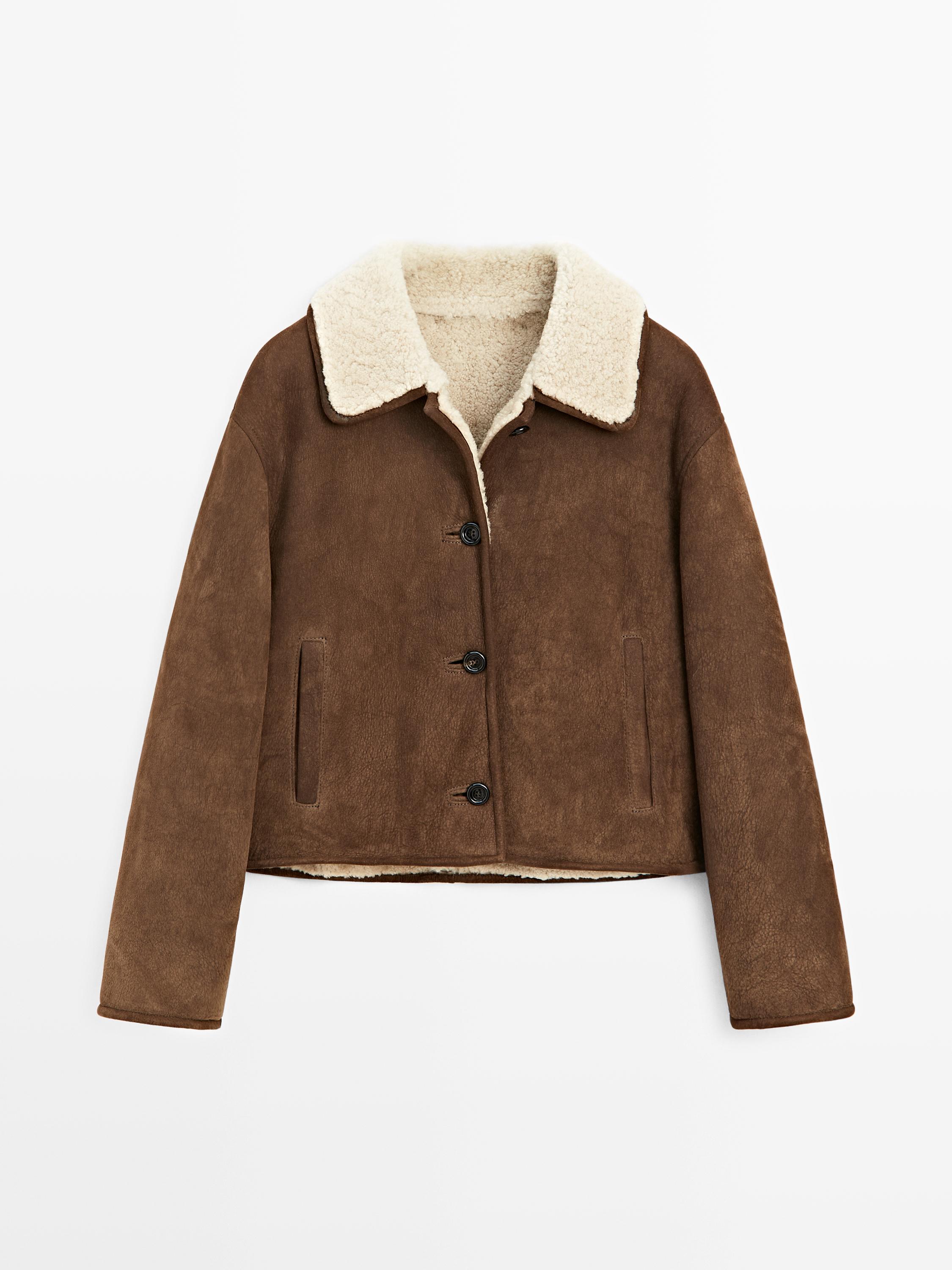 Short leather jacket with lambskin