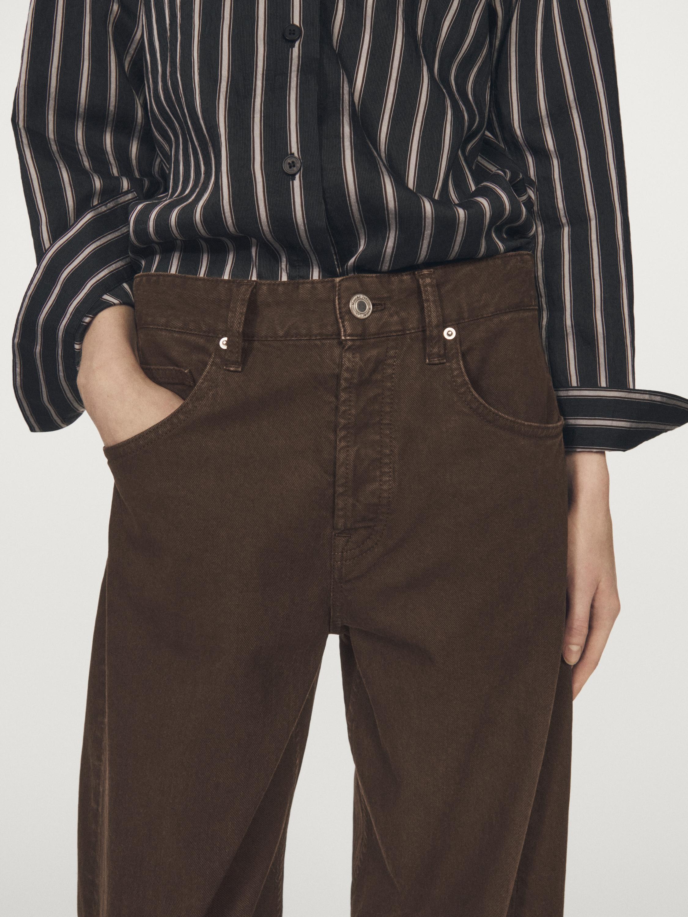High-waist balloon fit jeans — Chocolate