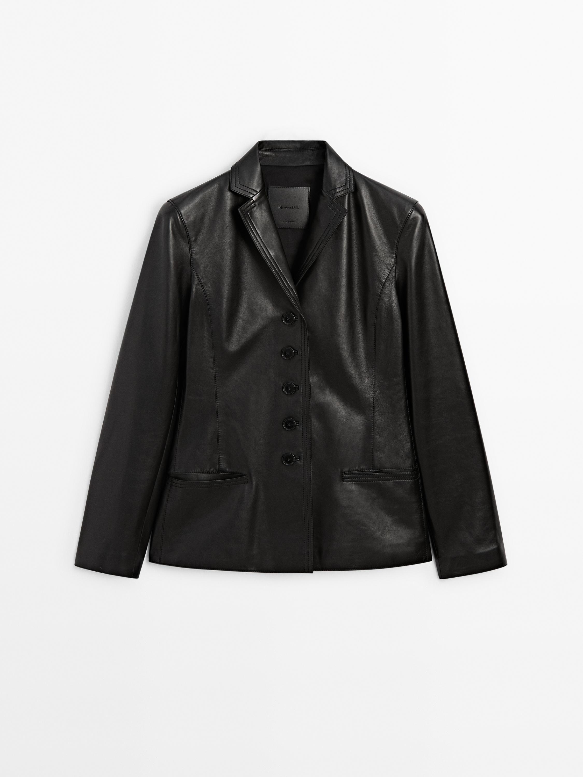 Fitted nappa leather blazer