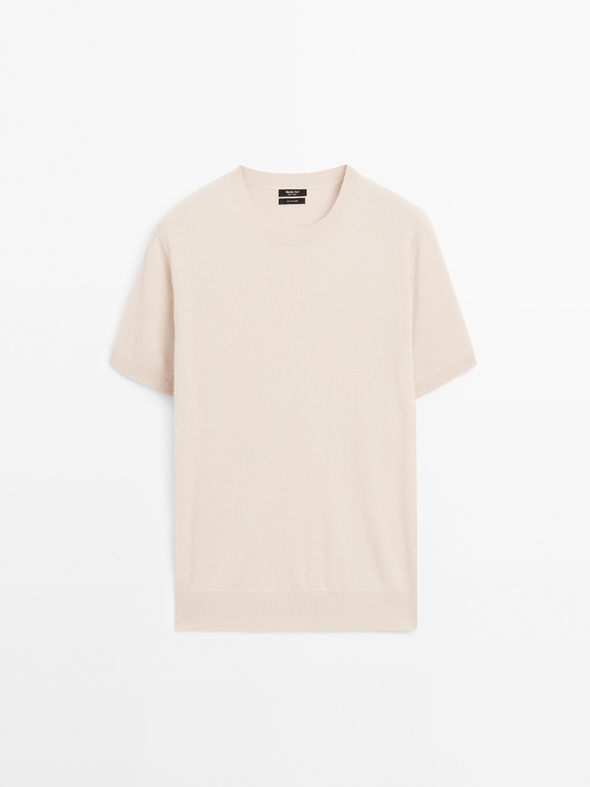 Knit 100% cashmere crew neck sweater — BEIGE