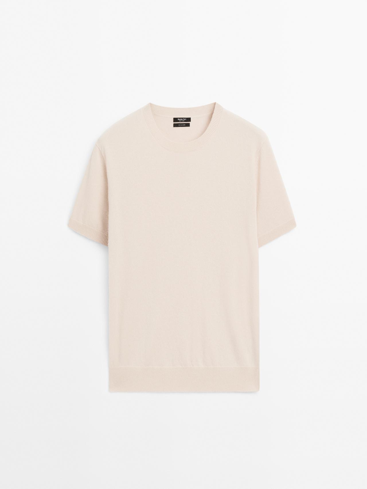 Knit 100% cashmere crew neck sweater — BEIGE