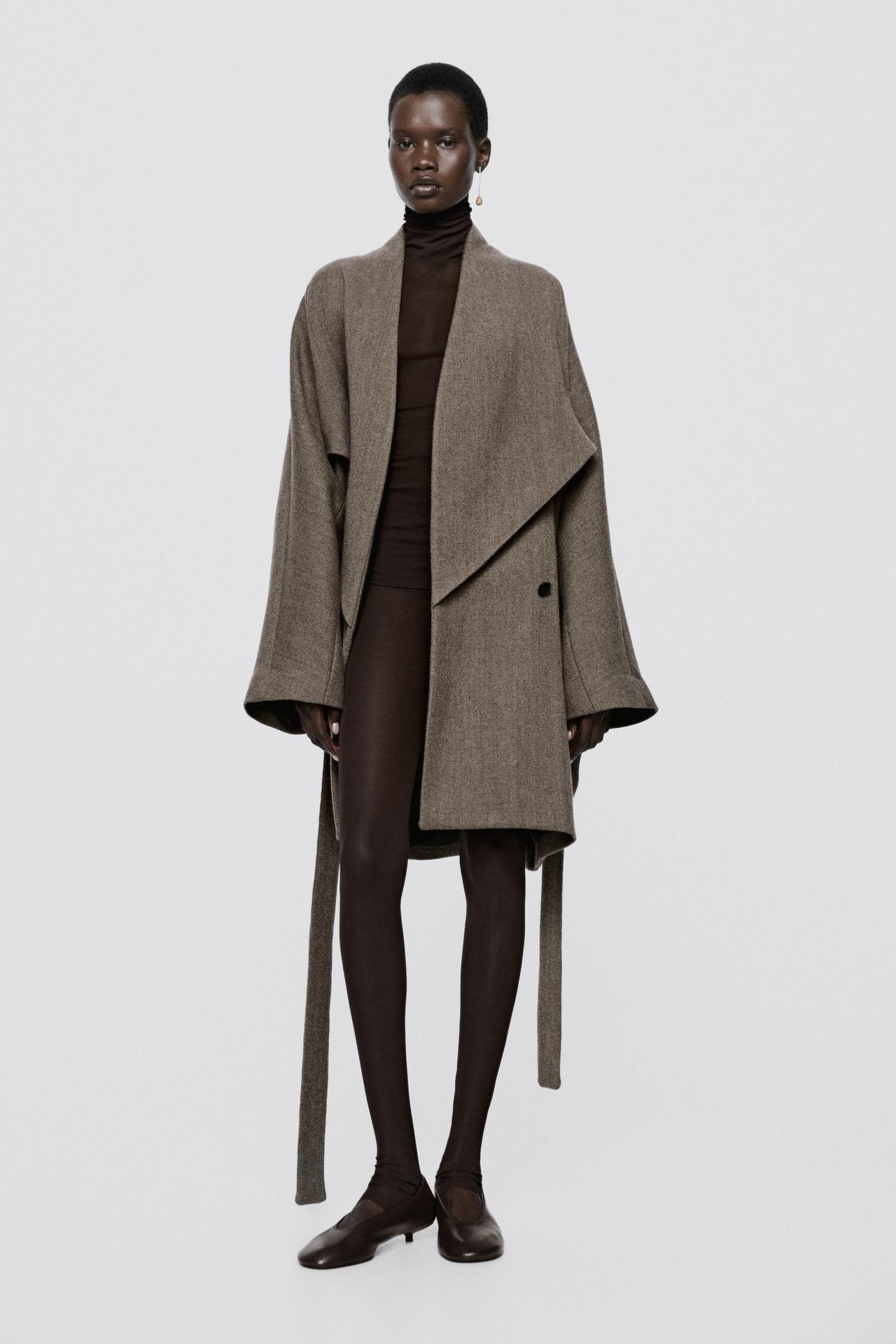 Wool blend belt detail coat - LIMITED EDITION — MOLE BROWN