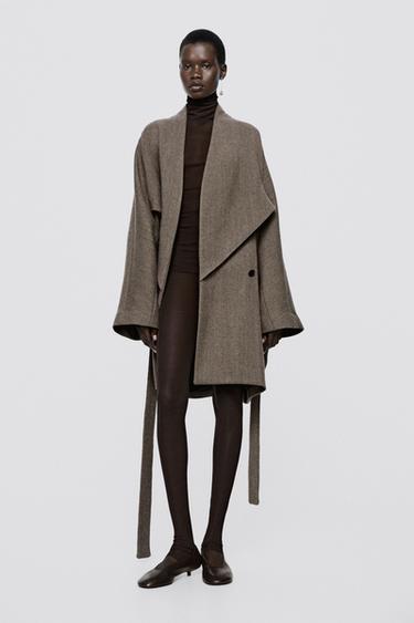 Wool blend belt detail coat - LIMITED EDITION — MOLE BROWN 1