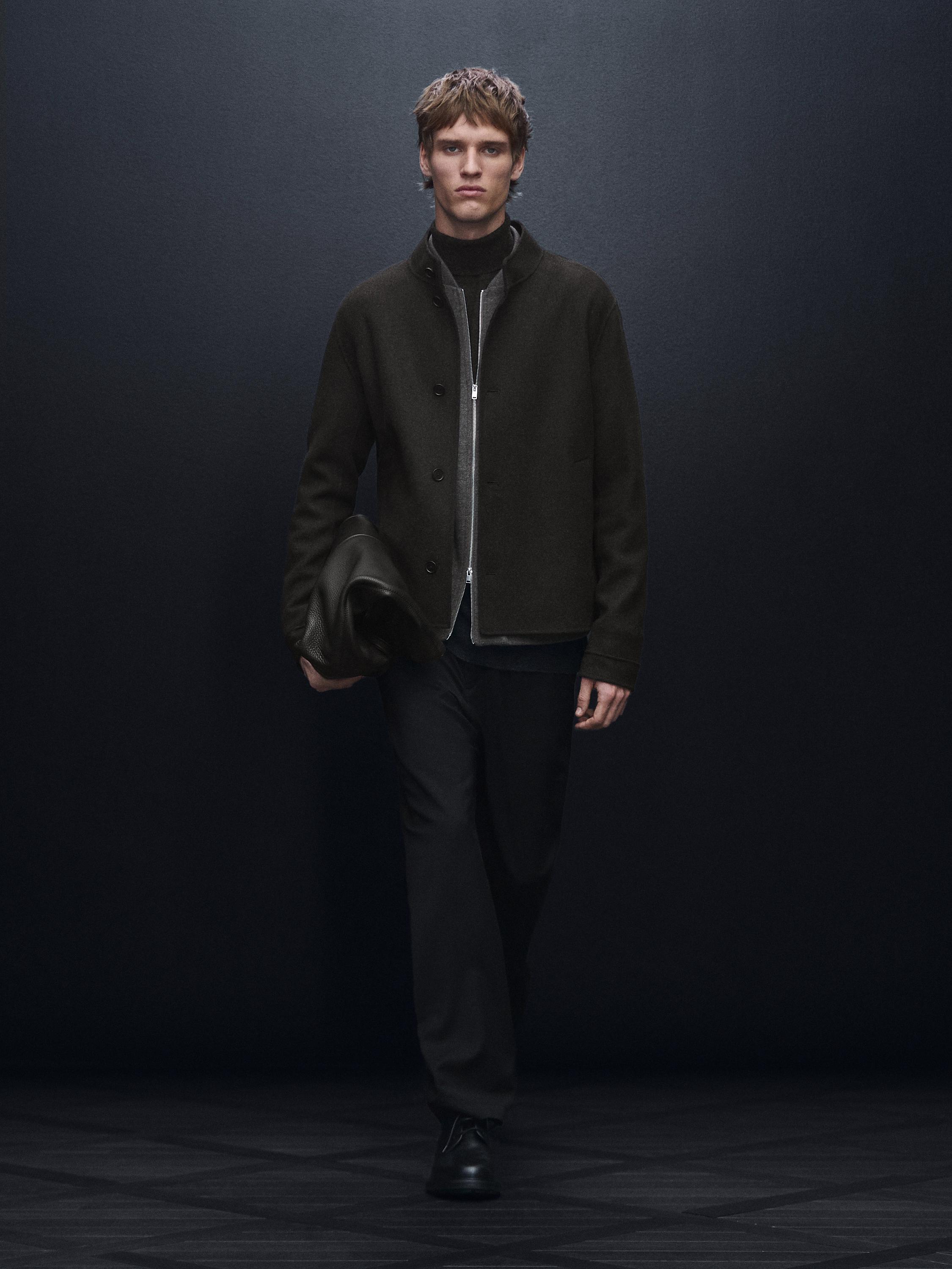 Double wool blend bomber jacket