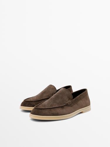 Split leather loafers — BROWN 5