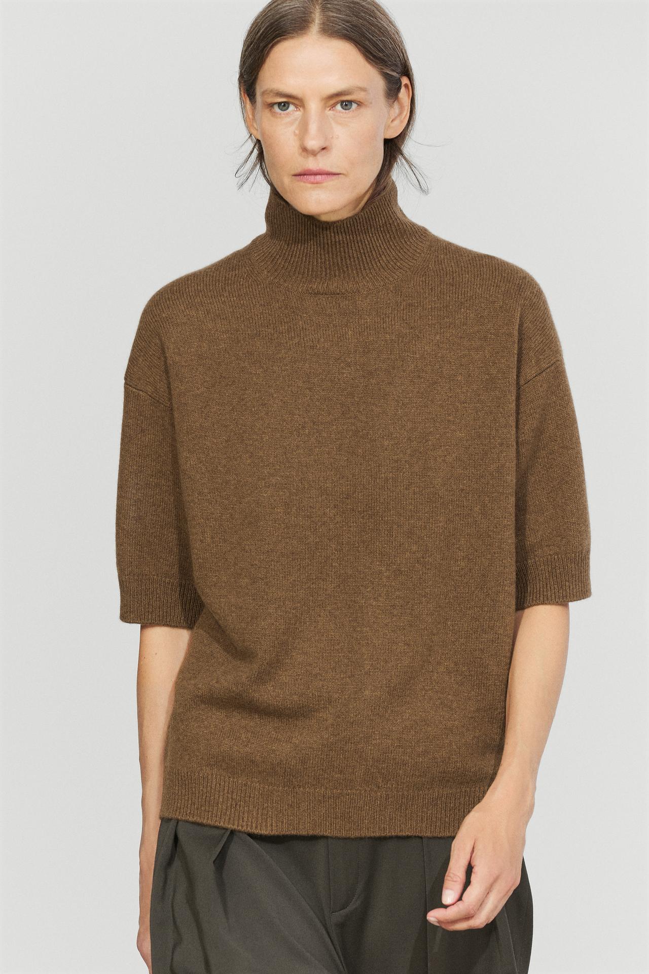 Oversize short sleeve knit sweater — TOFFEE