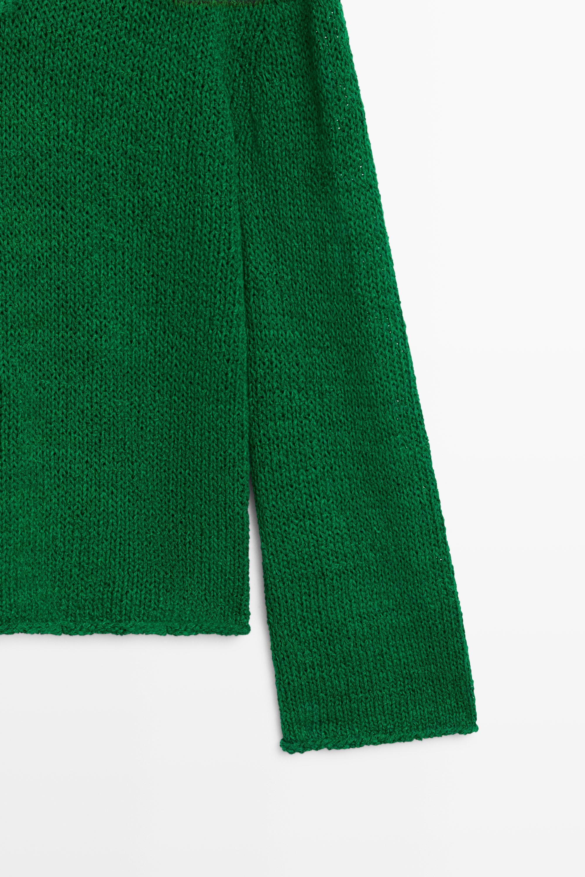 Cotton-blend knit sweater — GREEN