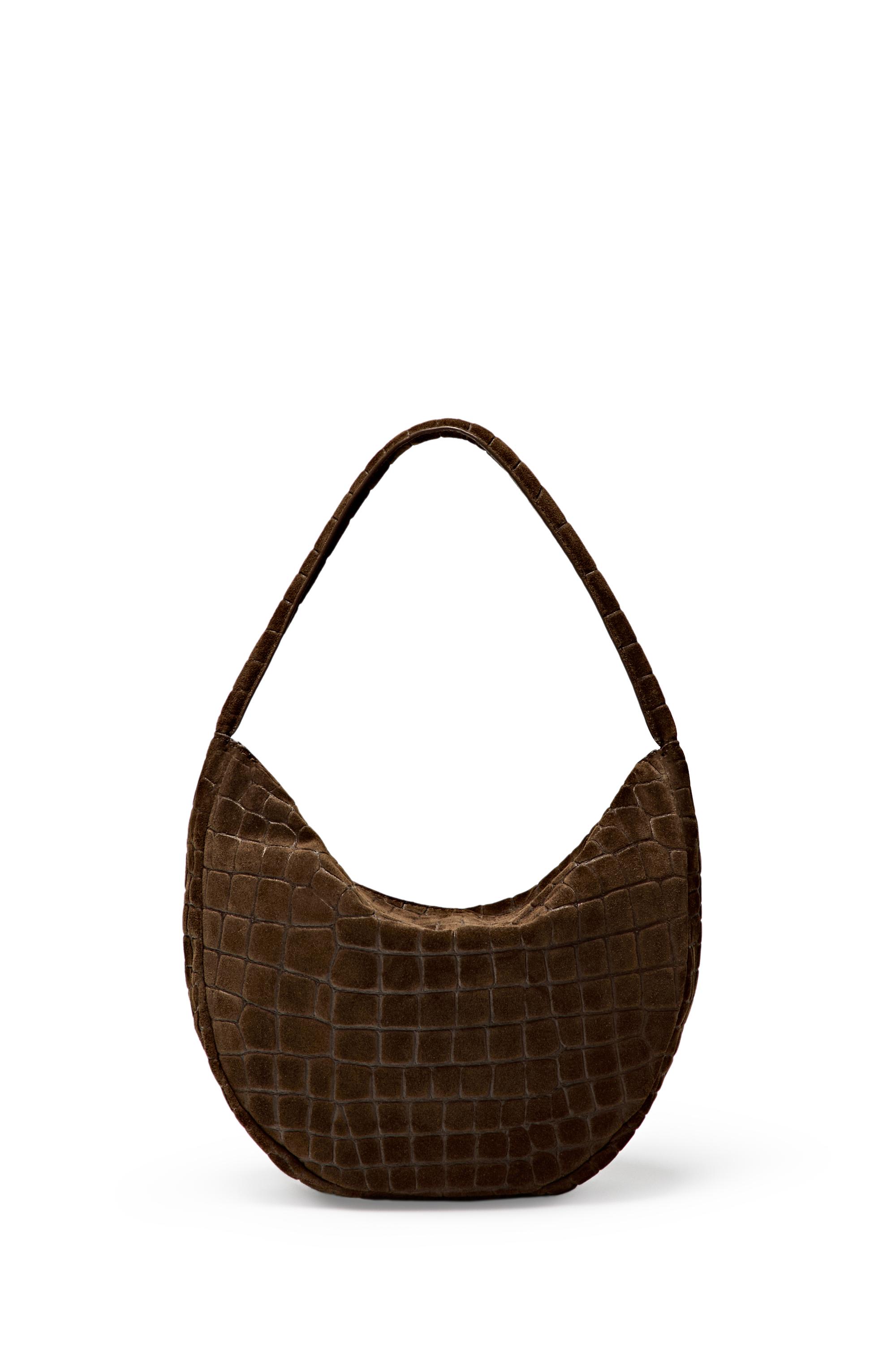 Split suede leather slouchy mini bag — LEATHER