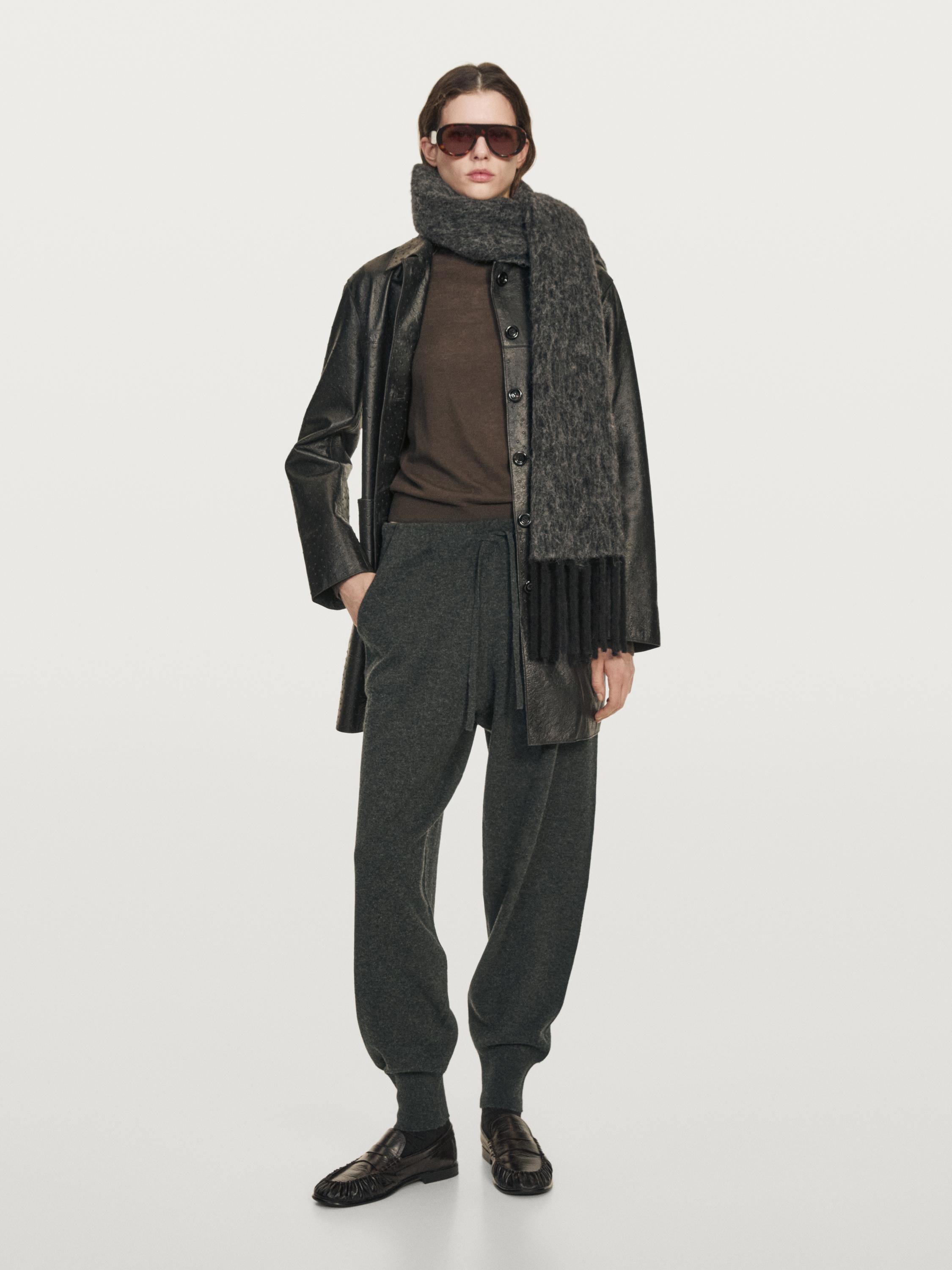 Pantalon bouffant avec poches en maille 100 % laine