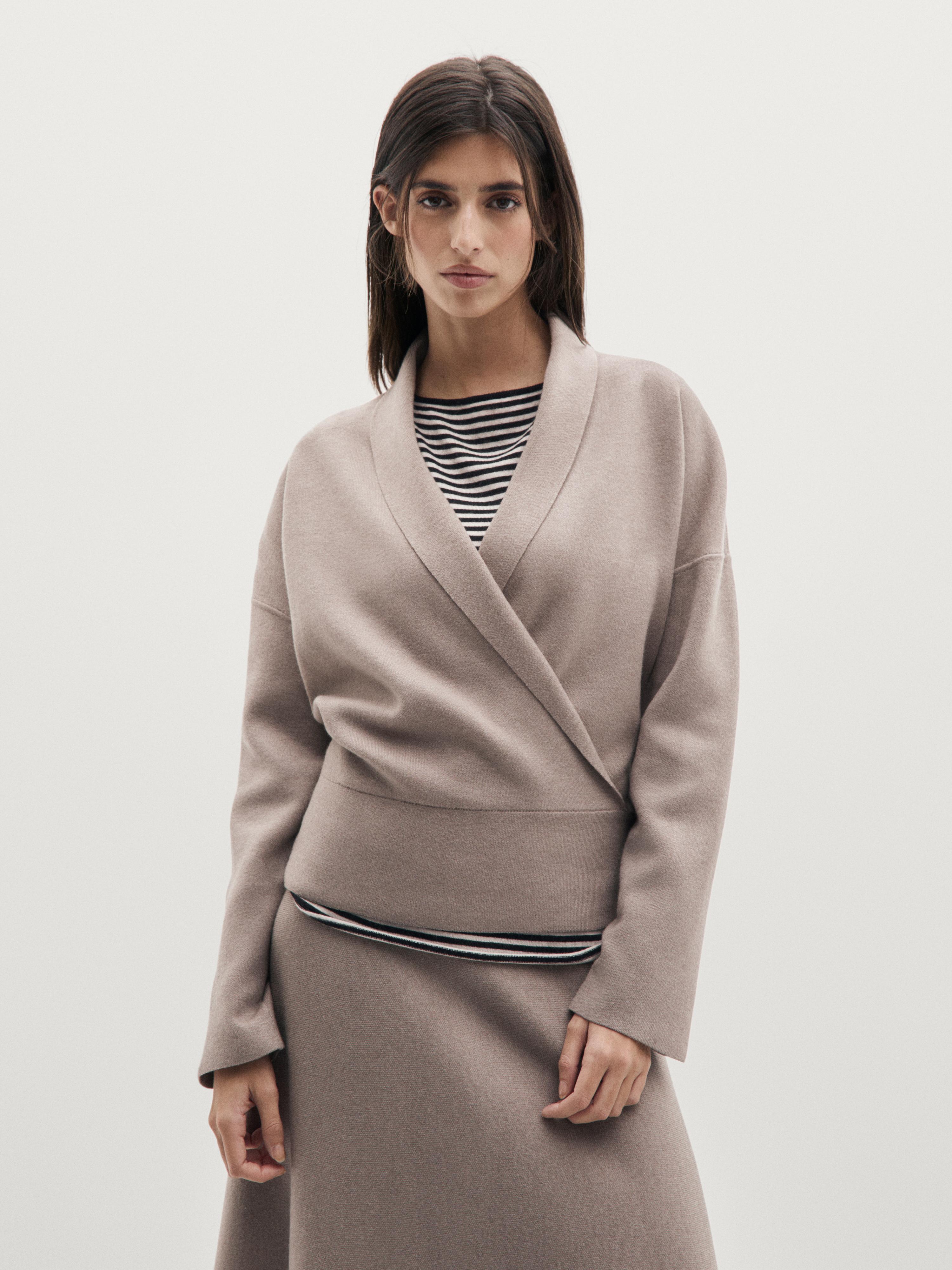 Knit surplice sweater