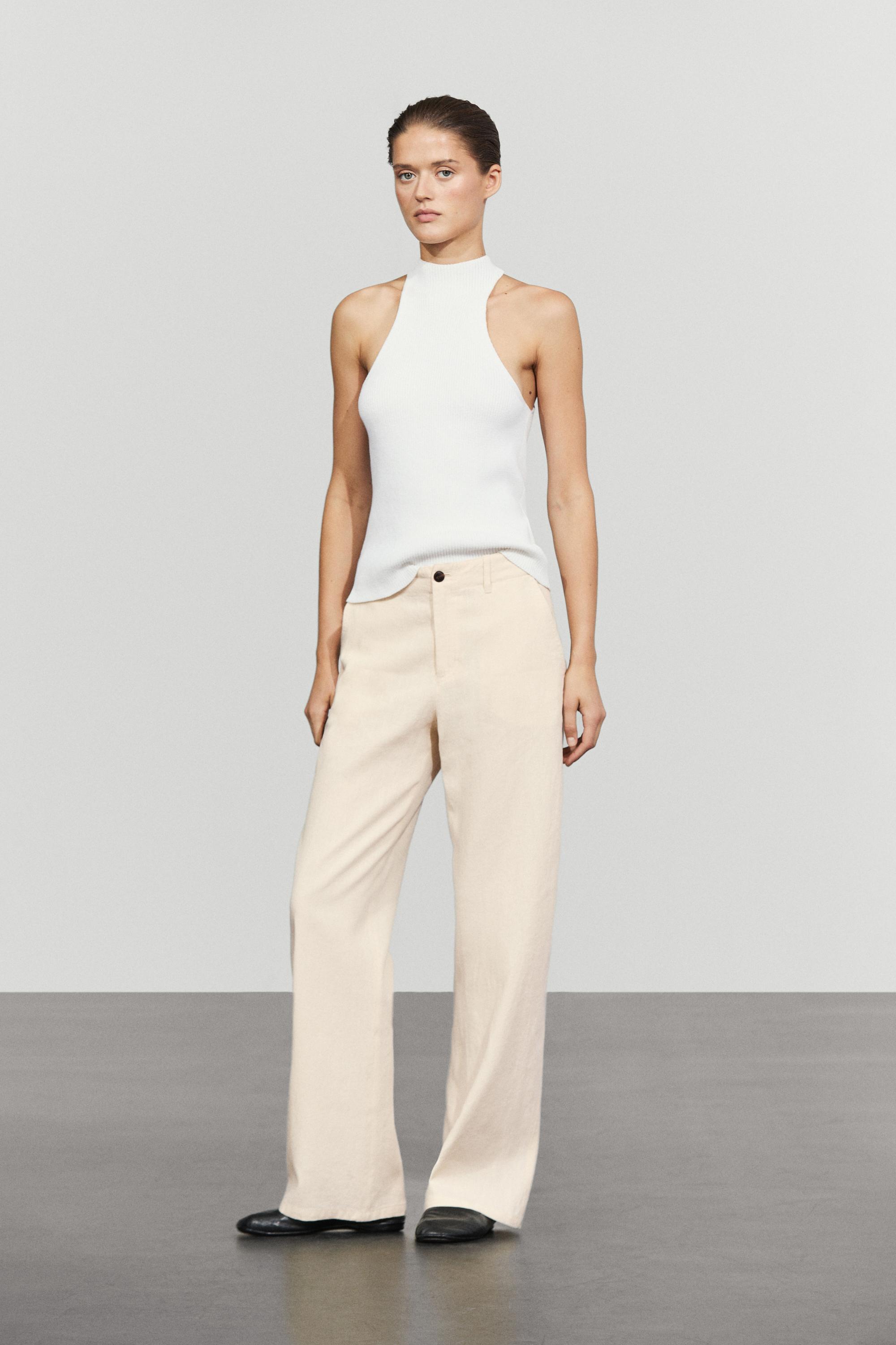 Linen blend relaxed fit pants — OCHRE MARL