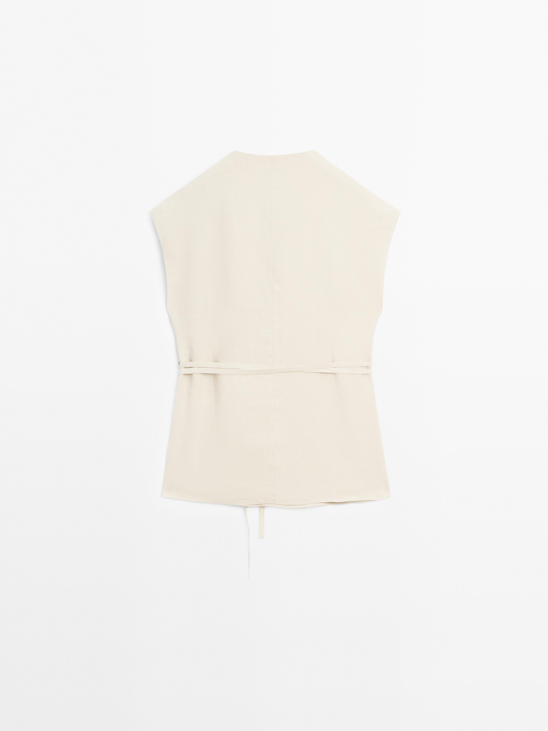 100% linen crossover waistcoat