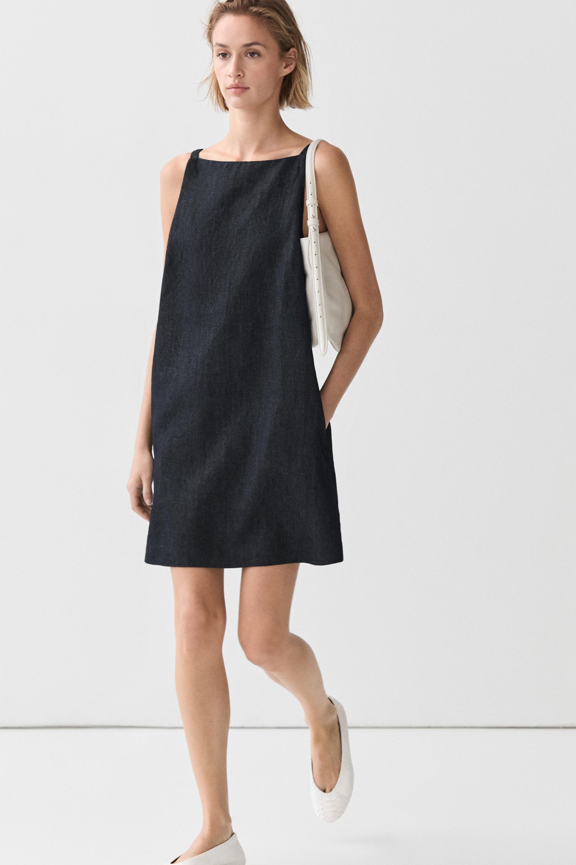 Denim mini dress — DARK BLUE