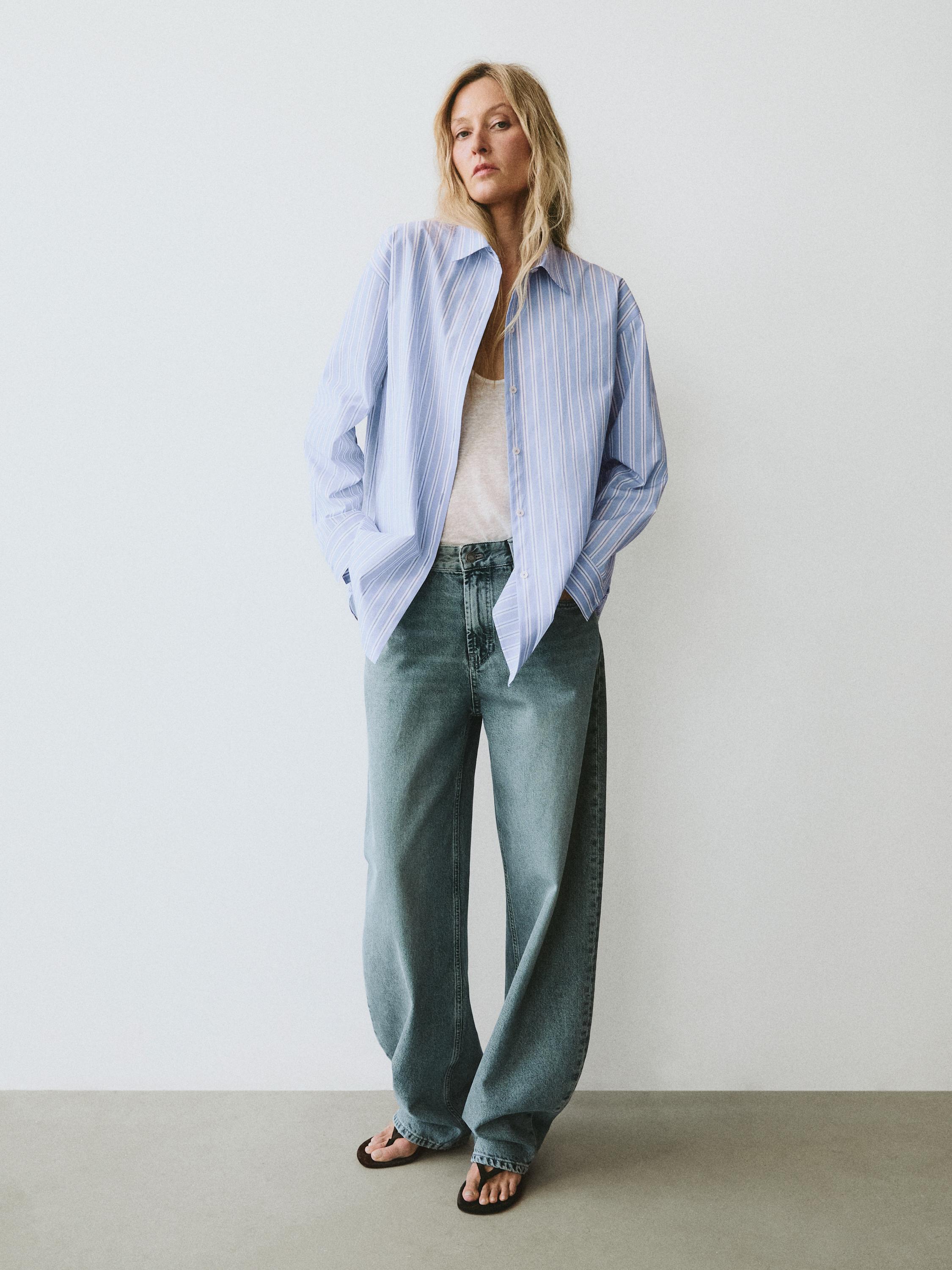 100% cotton striped shirt — BLUE