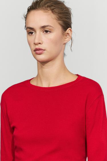 Long sleeve T-shirt with cuff detail — RED 8