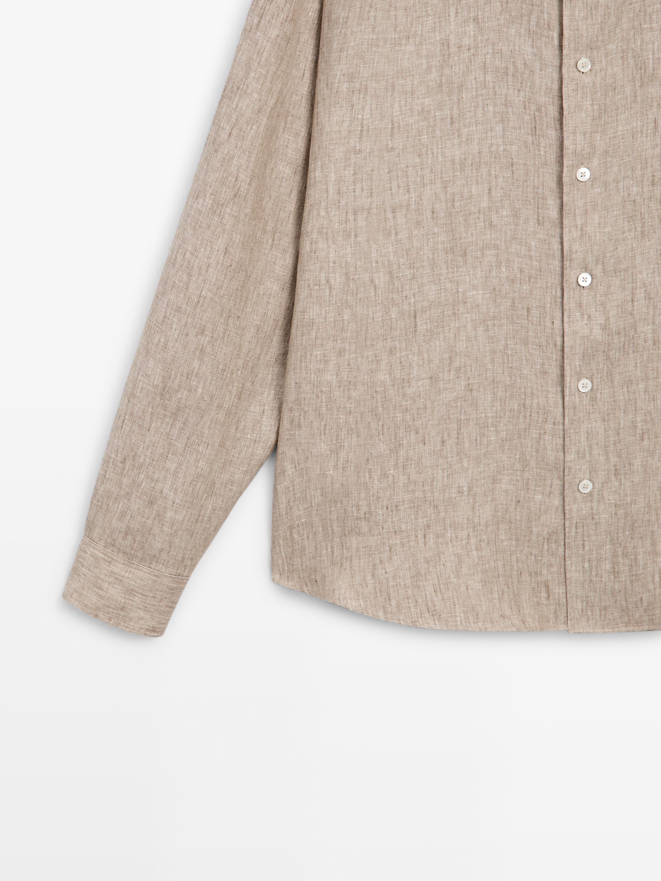 100% linen regular fit shirt — CREAM