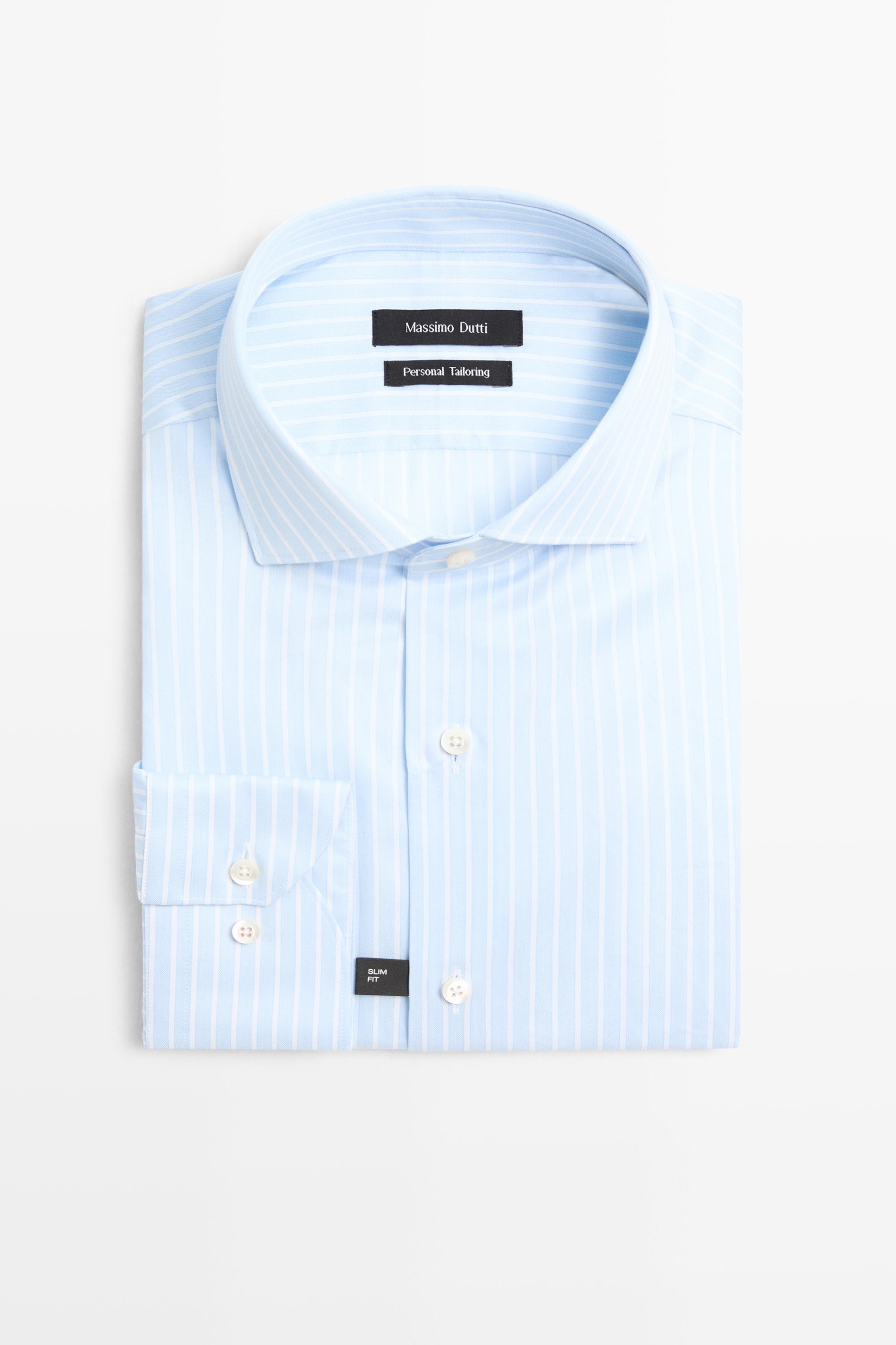 Slim fit striped 100% cotton shirt