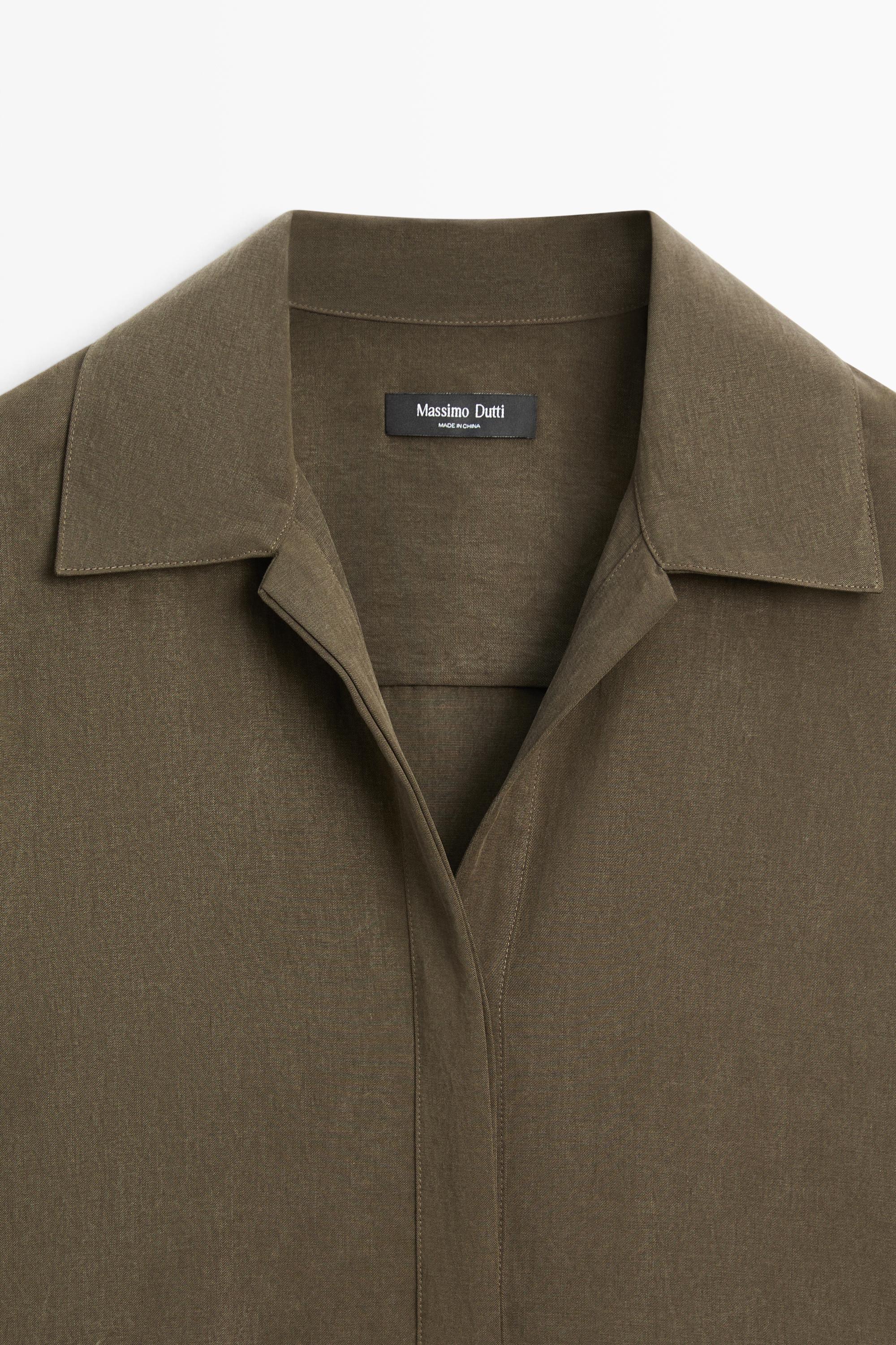 Short shirt dress with pocket detail — KHAKI