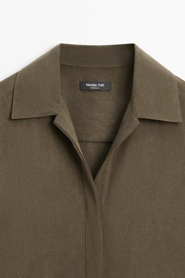 Short shirt dress with pocket detail — KHAKI 7