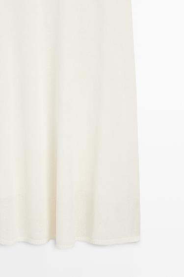Linen blend knit midi skirt — Off white 7