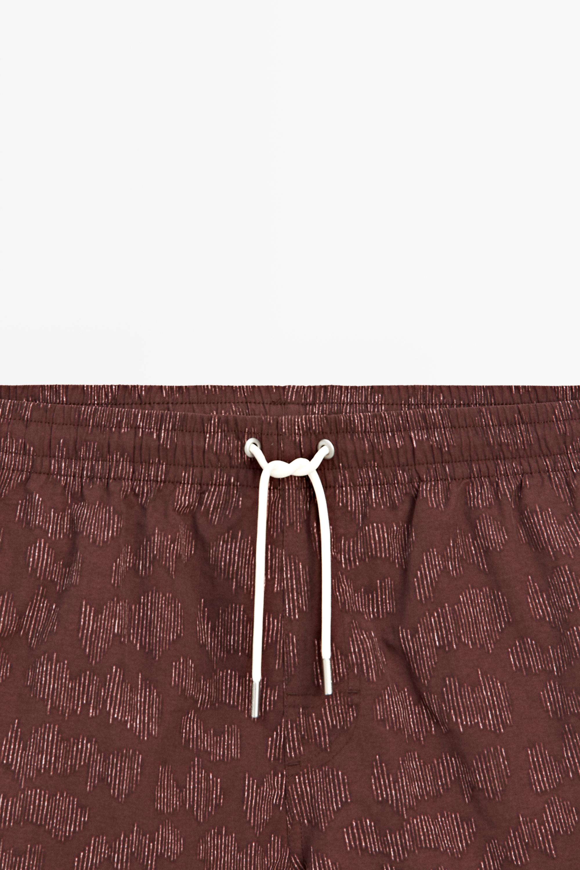 Printed swimming trunks — BURGUNDY