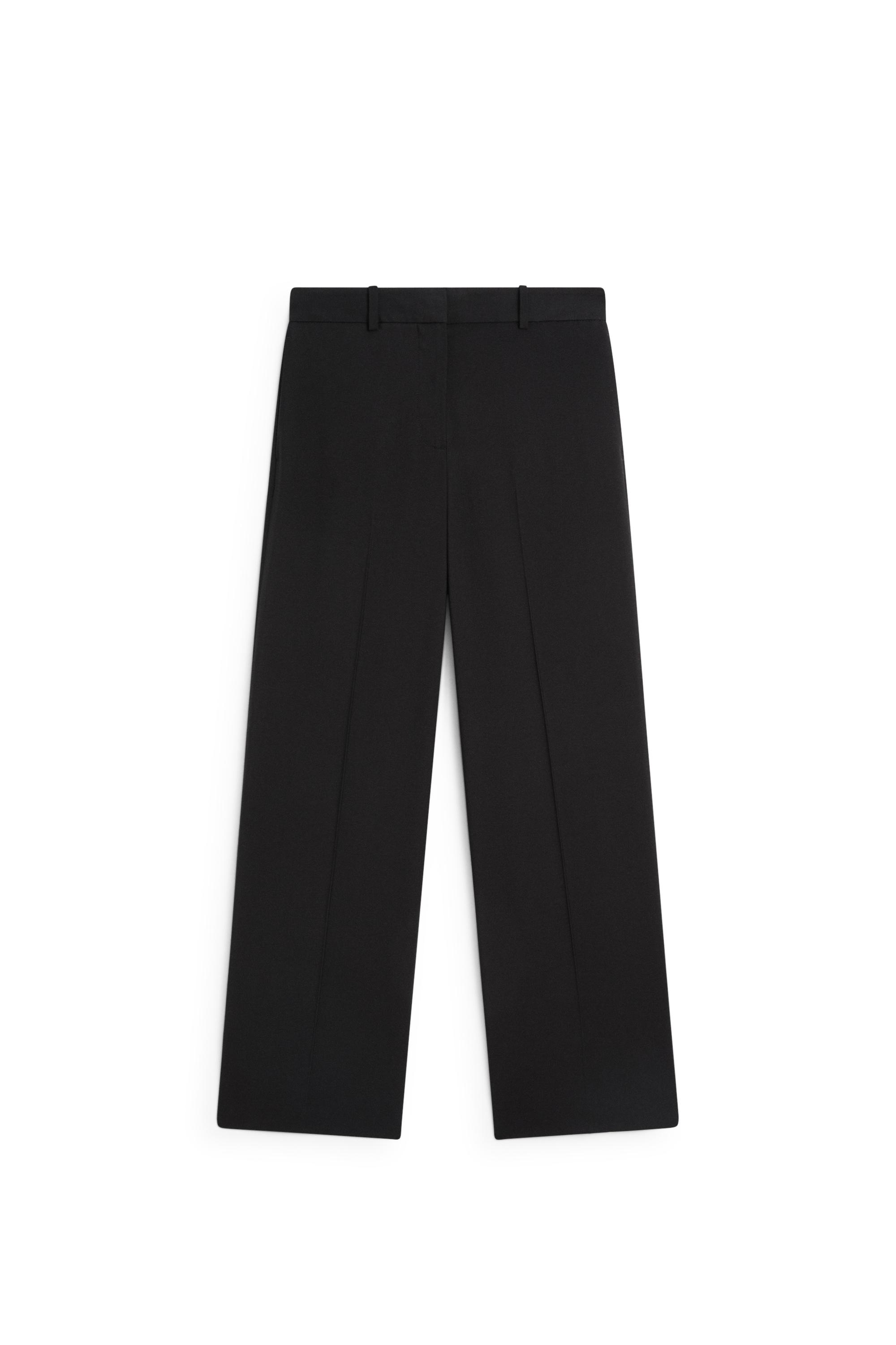 Flowing straight-leg pants — BLACK